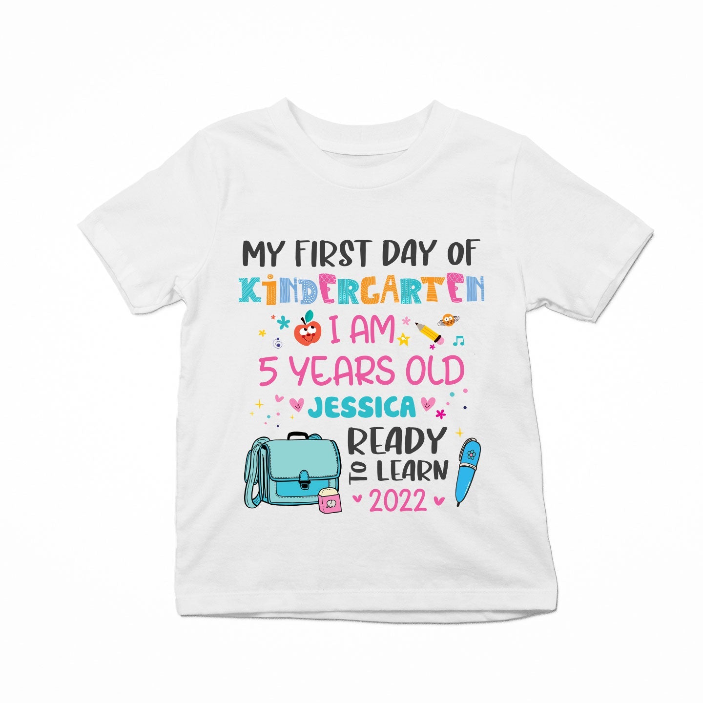 My First Day Of Kindergarten, 1st Grade, 2nd Grade - Personalized Shirt - Back To School Gift For Kids, Daughter, Niece, Grandkid