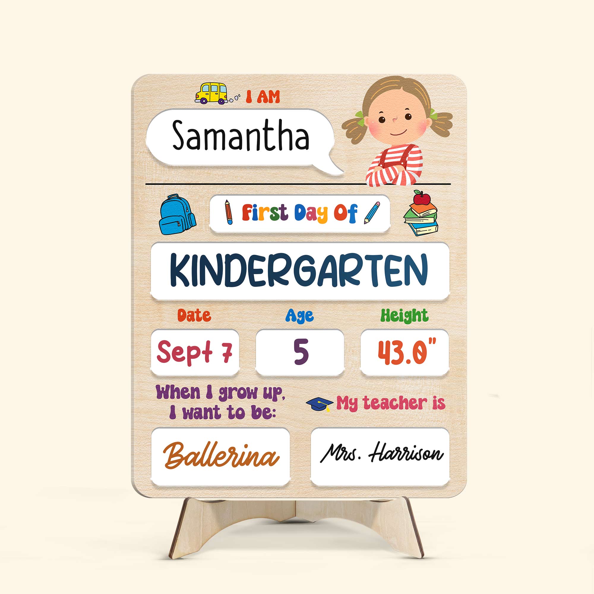 My First Day - Personalized First Day of Kindergarten Sign