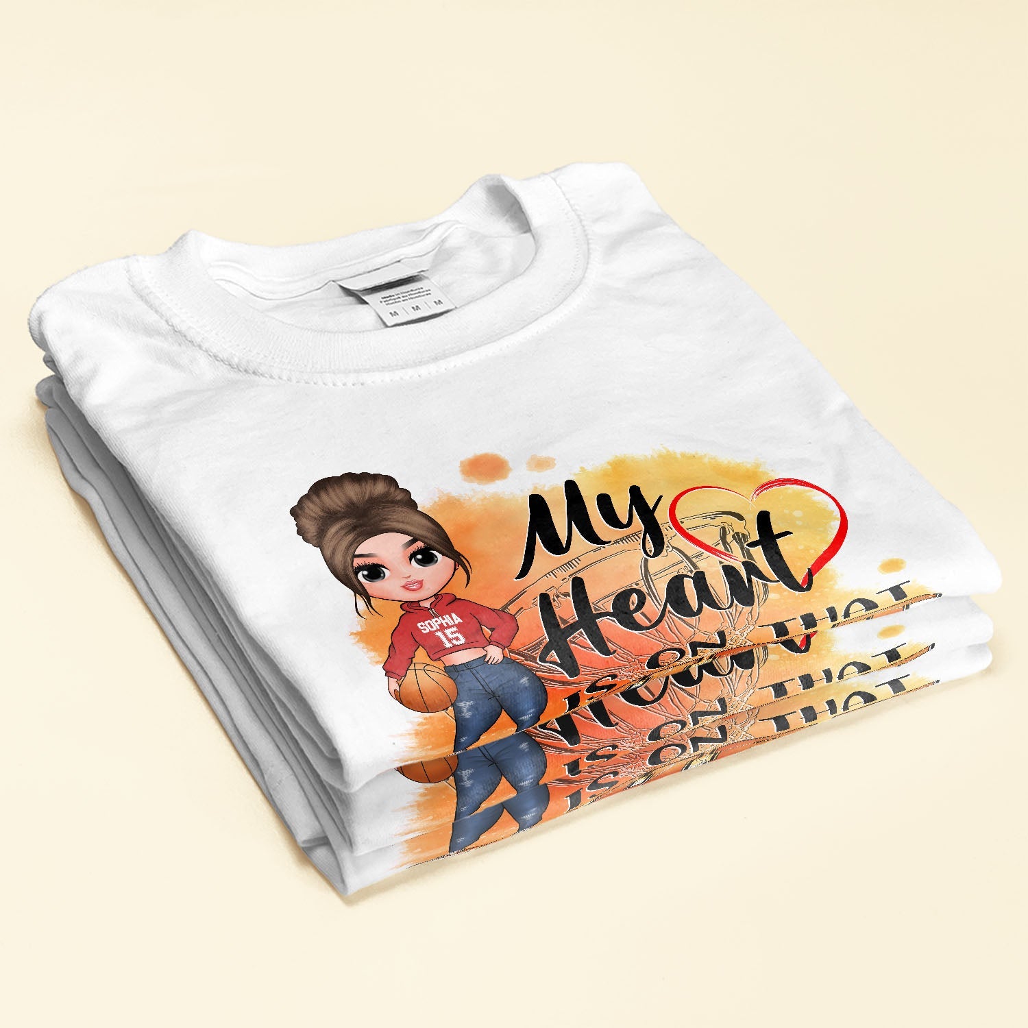 My Heart Is On That Court - Personalized Shirt - Mother's Day Gift For Basketball Mom, Basketball Lover