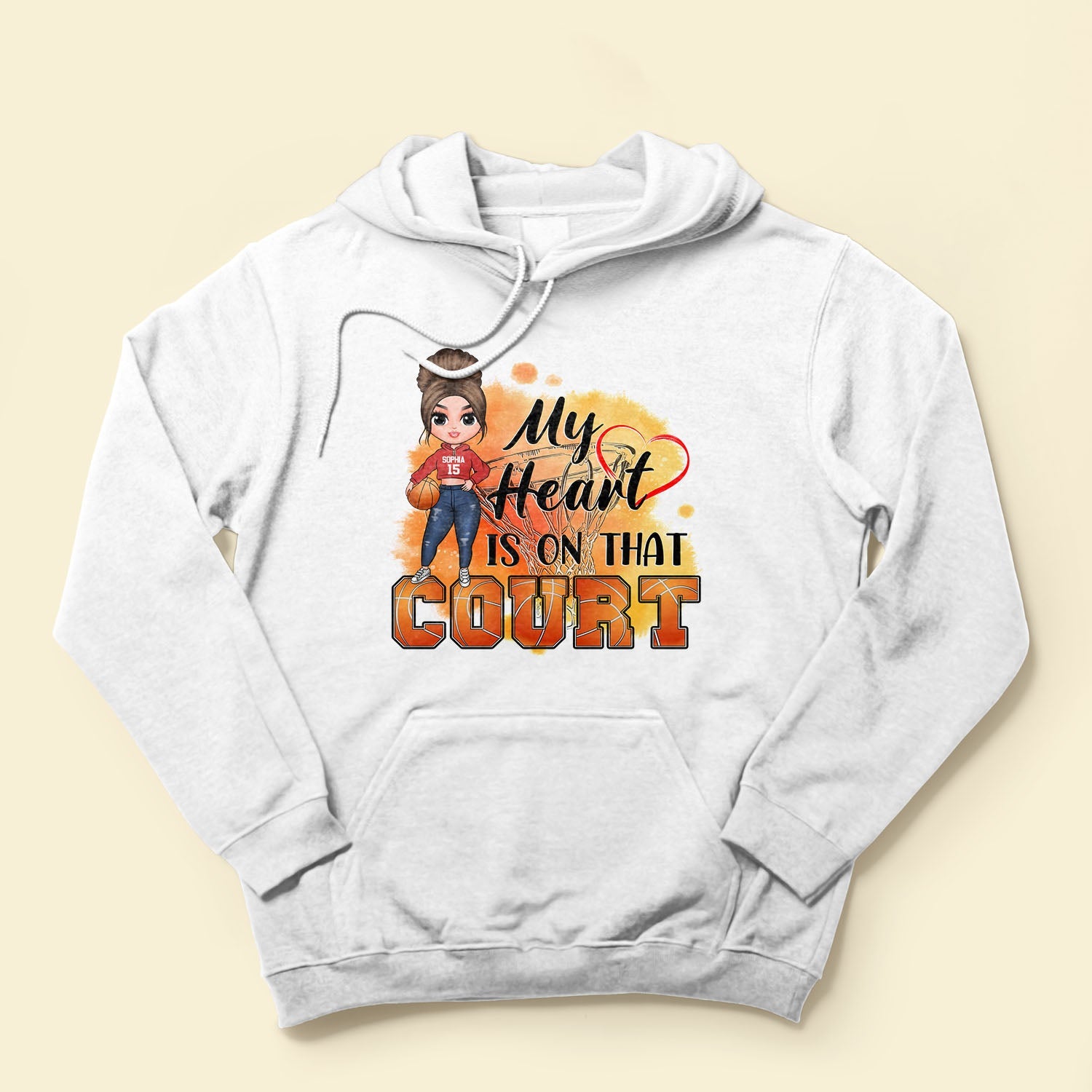 My Heart Is On That Court - Personalized Shirt - Mother's Day Gift For Basketball Mom, Basketball Lover