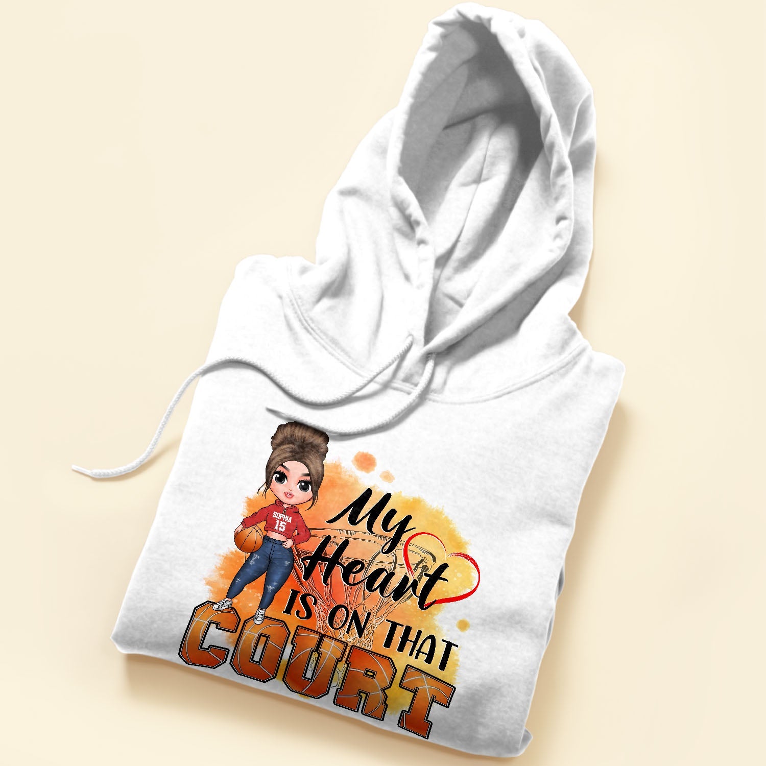 My Heart Is On That Court - Personalized Shirt - Mother's Day Gift For Basketball Mom, Basketball Lover