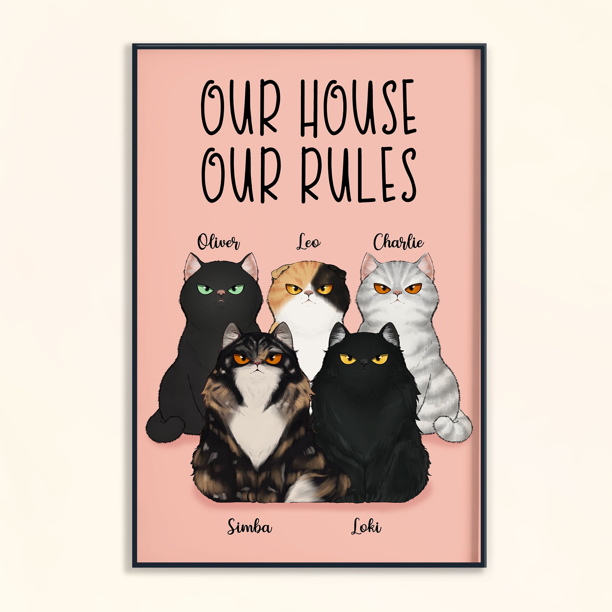 My House My Rules - Personalized Poster/Canvas - Gift For Cat Lover, Cat Owner, Cat Mom, Cat Girl, Cat Dad