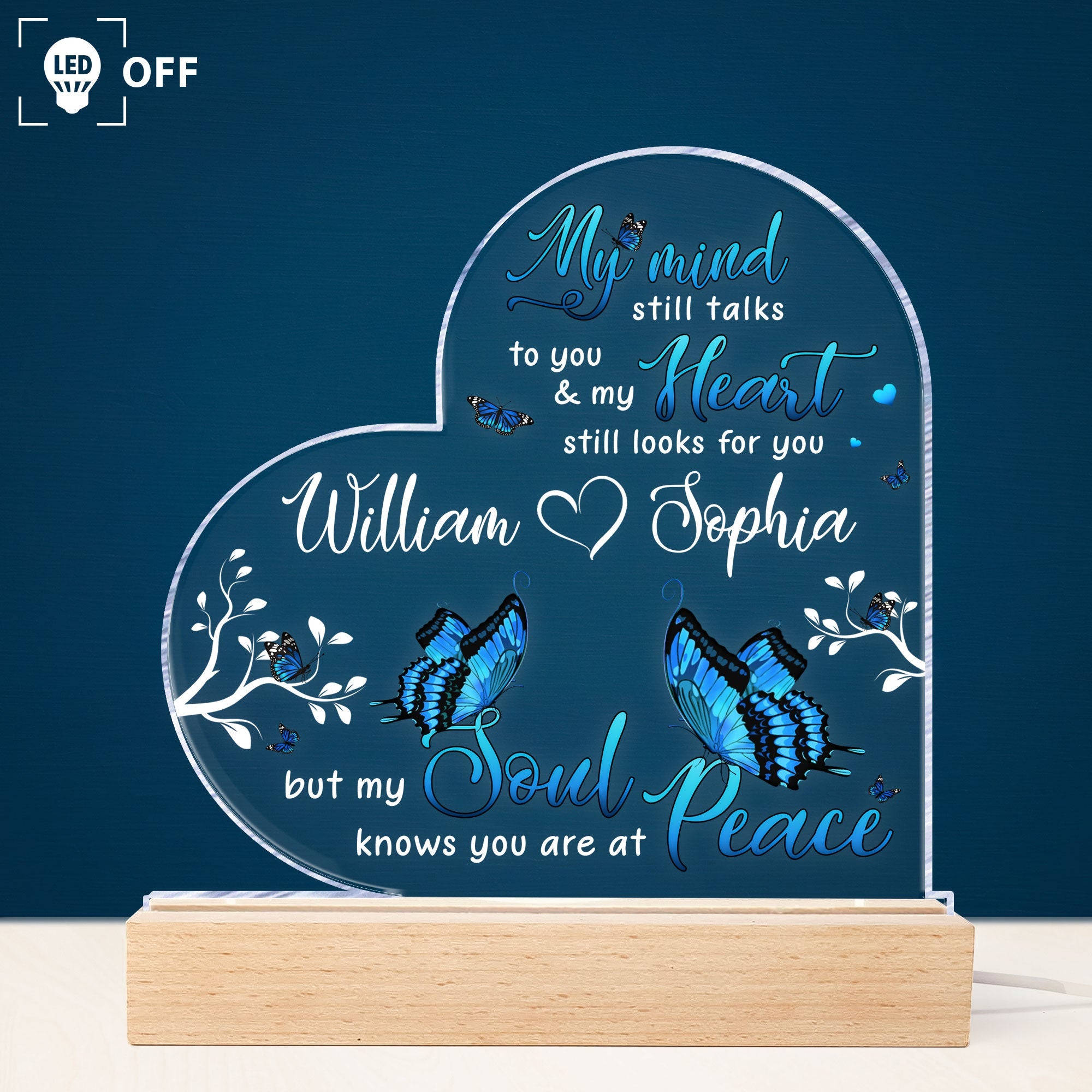 My Mind Still Talks To You, My Heart Still Looks For You - Personalized LED Light - Loving Gift For Family Members With Lost One