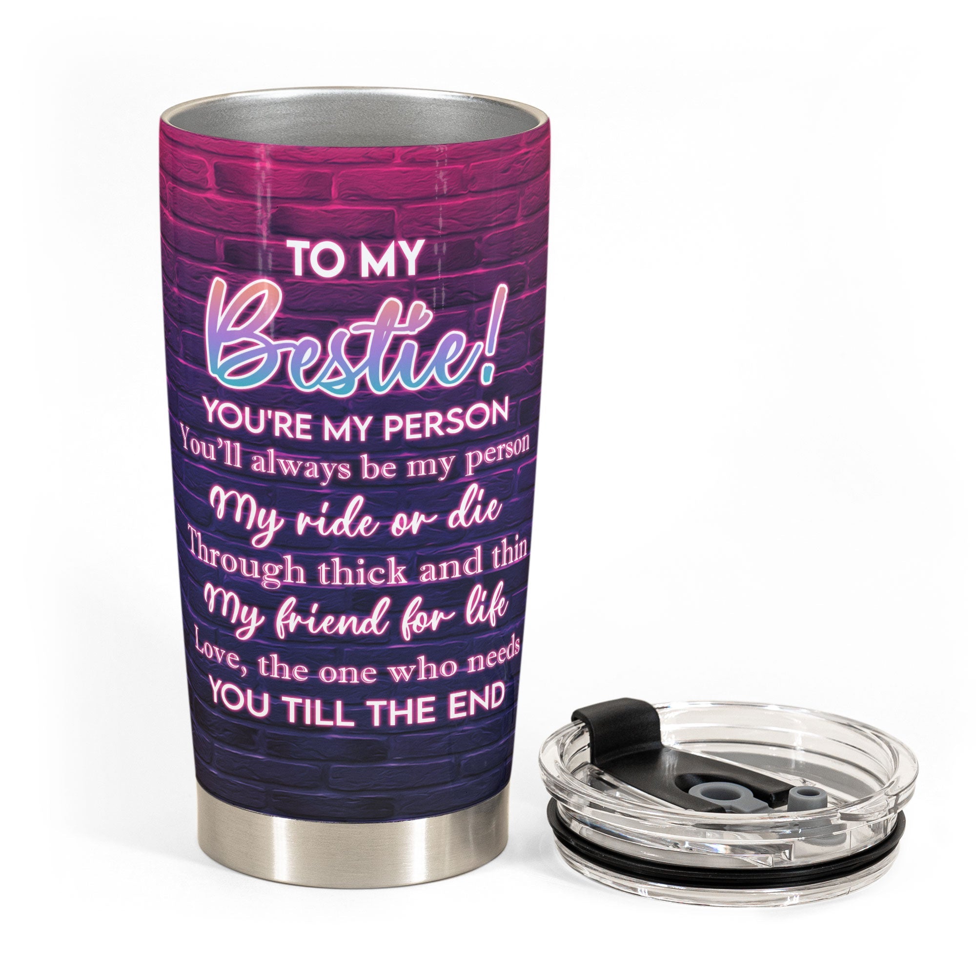 My Ride Or Die Through Thick & Thin - Personalized Tumbler Cup - Birthday Gift For Bestie, BFF, Soul Sister