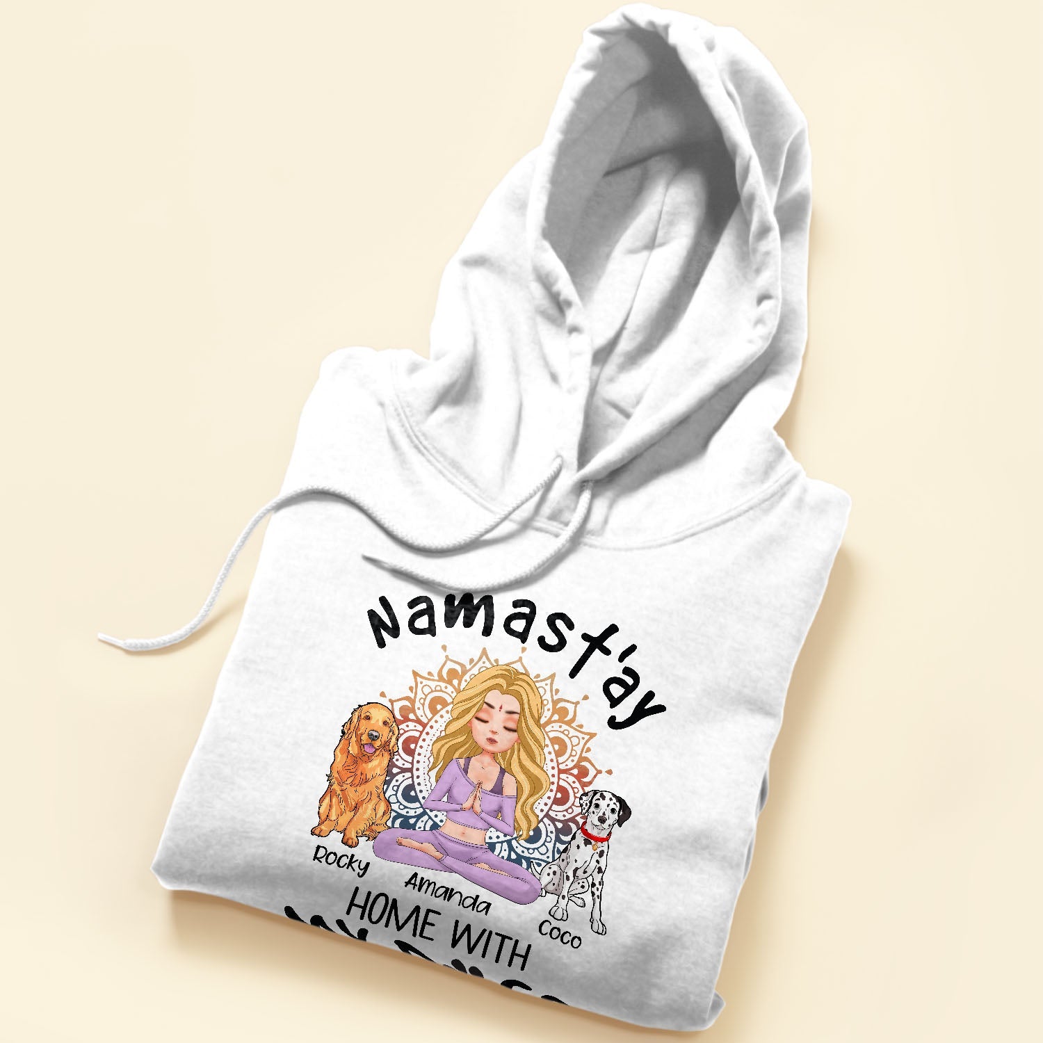 Namast'ay Home With My Dog - Personalized Shirt - Gift For Yoga Lover - Yoga Girl Illustration