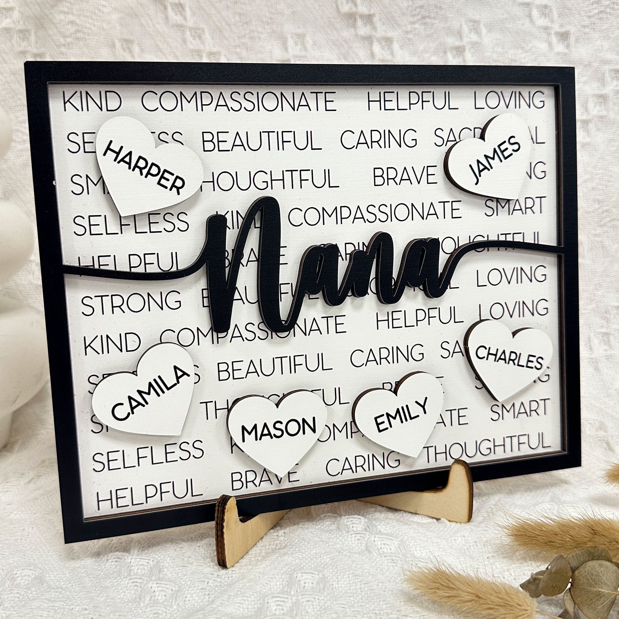 Nana Caring Loving - Personalized Wooden Plaque