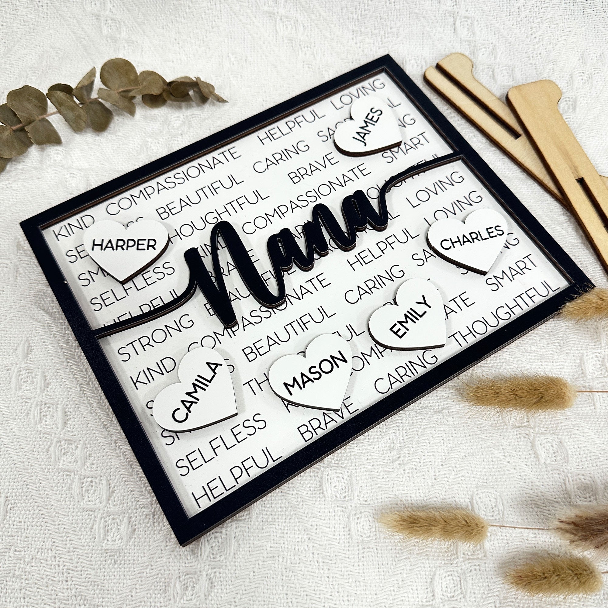 Nana Caring Loving - Personalized Wooden Plaque