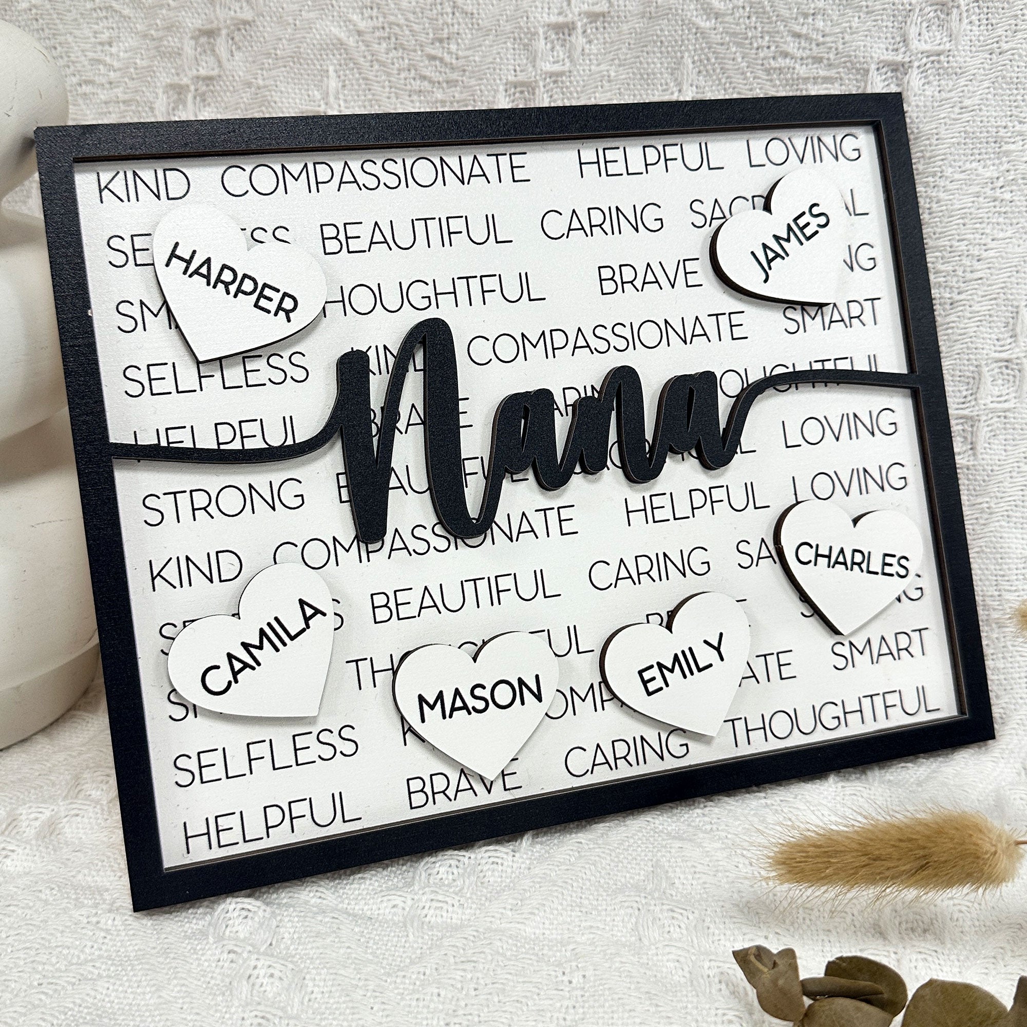 Nana Caring Loving - Personalized Wooden Plaque