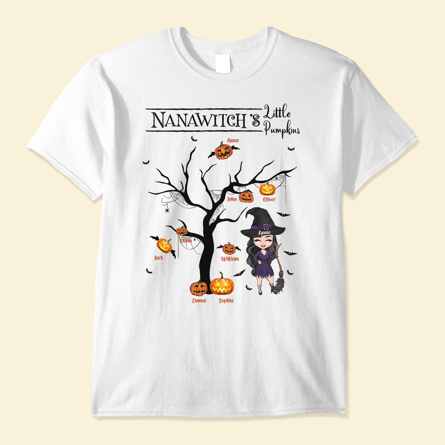 Nanawitch's little pumpkins - Personalized Shirt - Halloween Gift For Grandmother - Chibi Witch