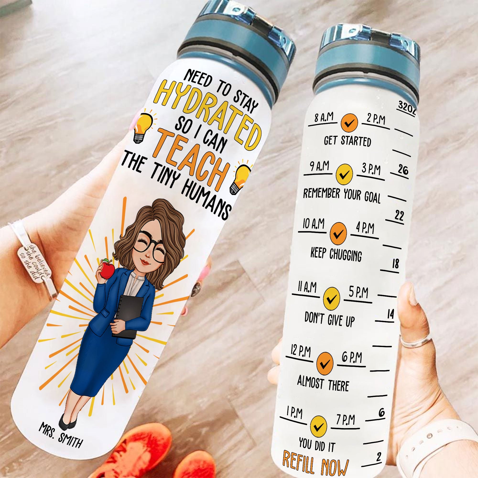 Need To Stay Hydrated - Personalized Water Bottle With Time Marker