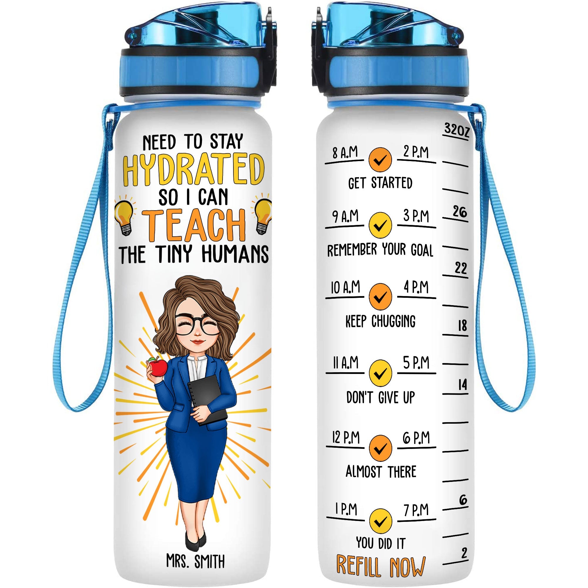 Need To Stay Hydrated - Personalized Water Bottle With Time Marker