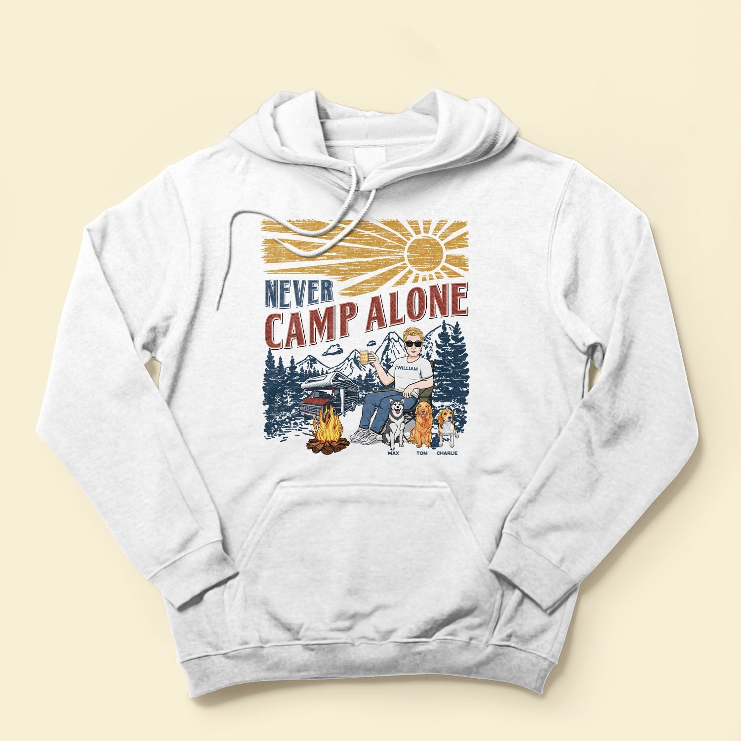 Never Camp Alone - Personalized Shirt - Birthday Gift For Camper, Camping Lover, Man, Woman