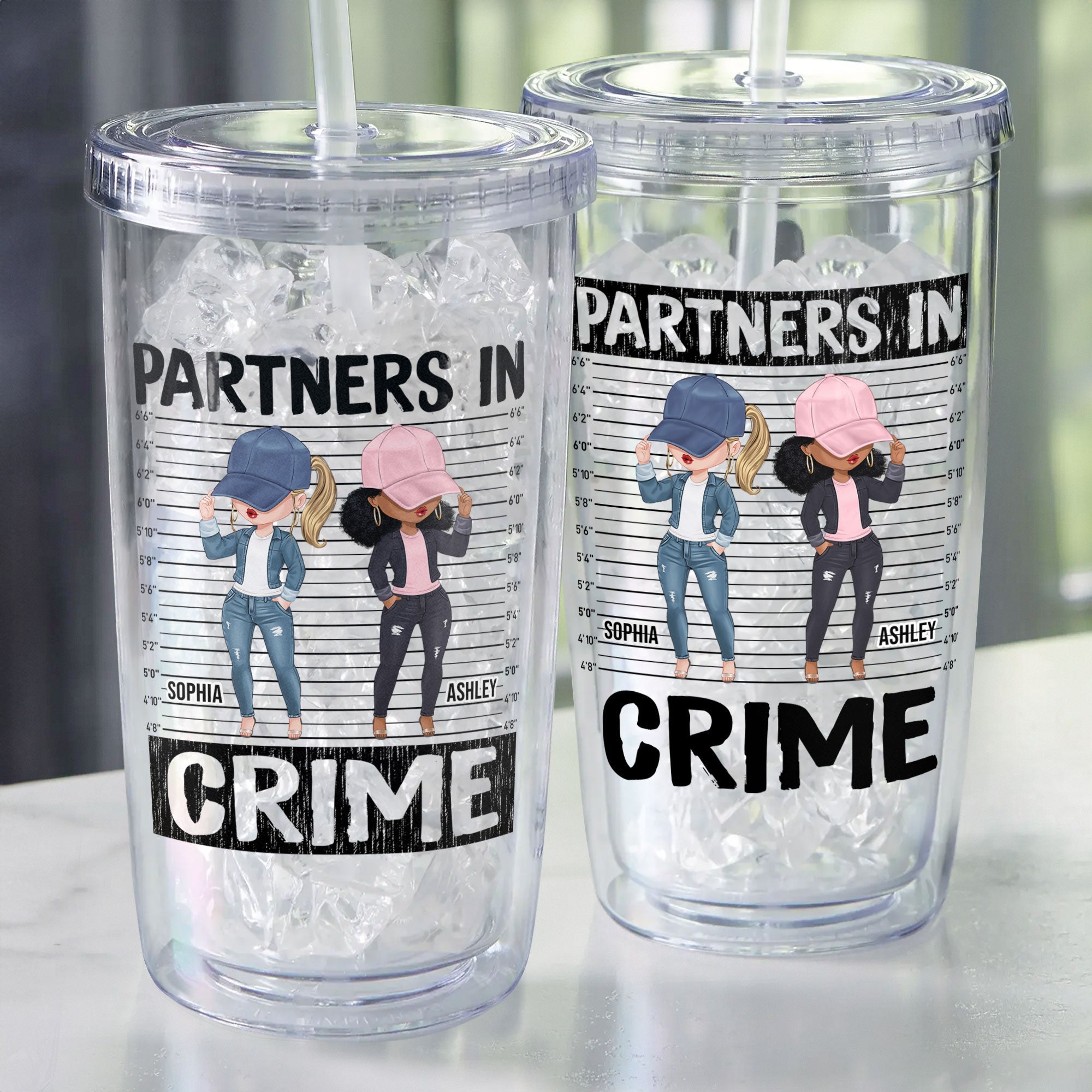 New Ver - Partners In Crime - Personalized Acrylic Tumbler With Straw