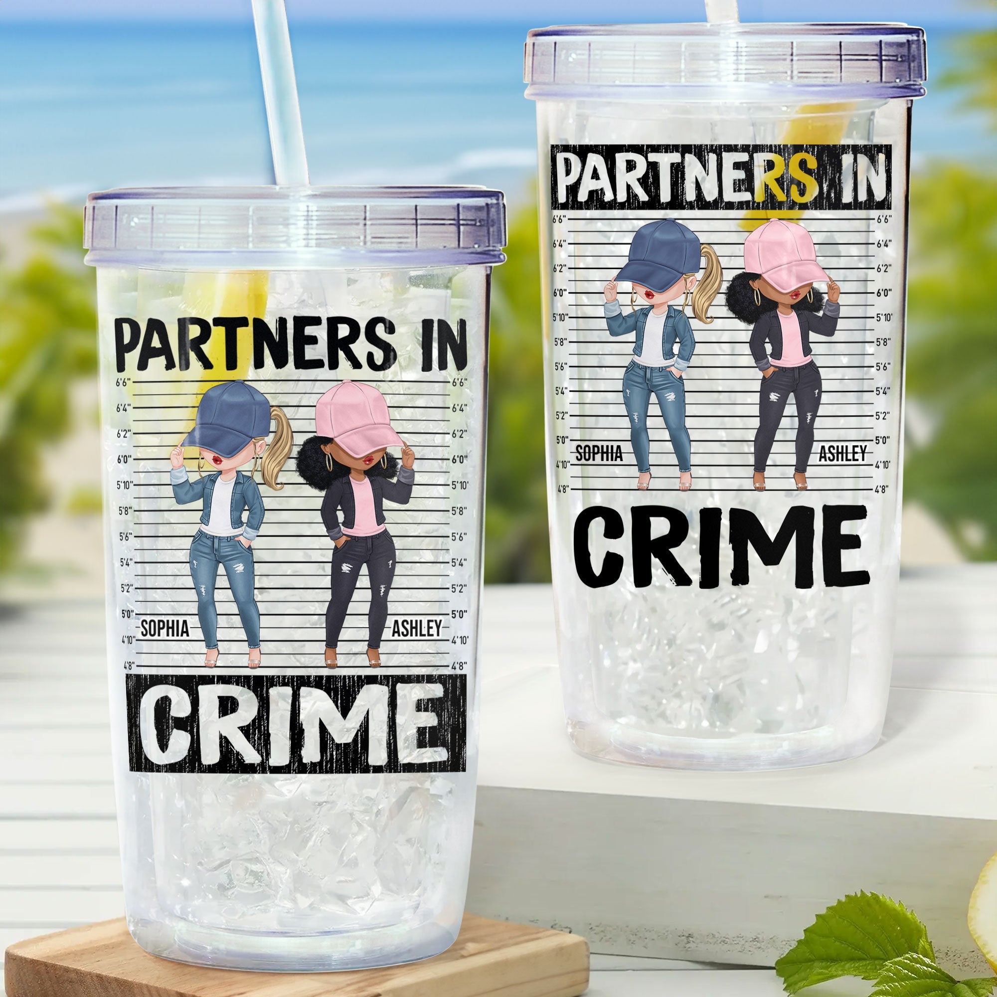 New Ver - Partners In Crime - Personalized Acrylic Tumbler With Straw