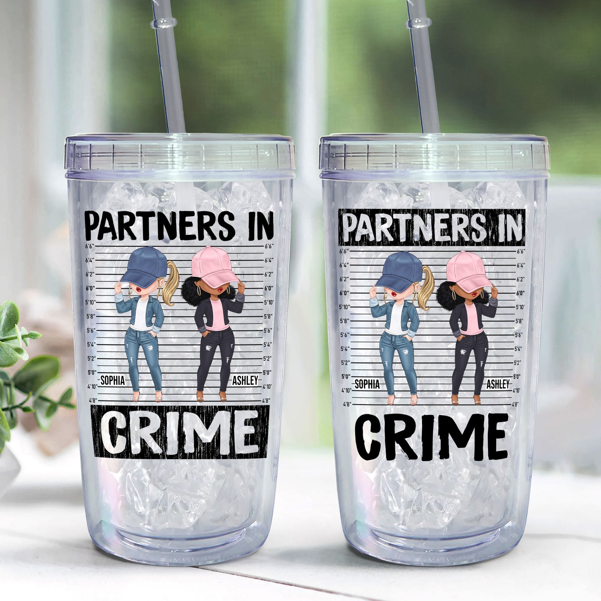 New Ver - Partners In Crime - Personalized Acrylic Tumbler With Straw