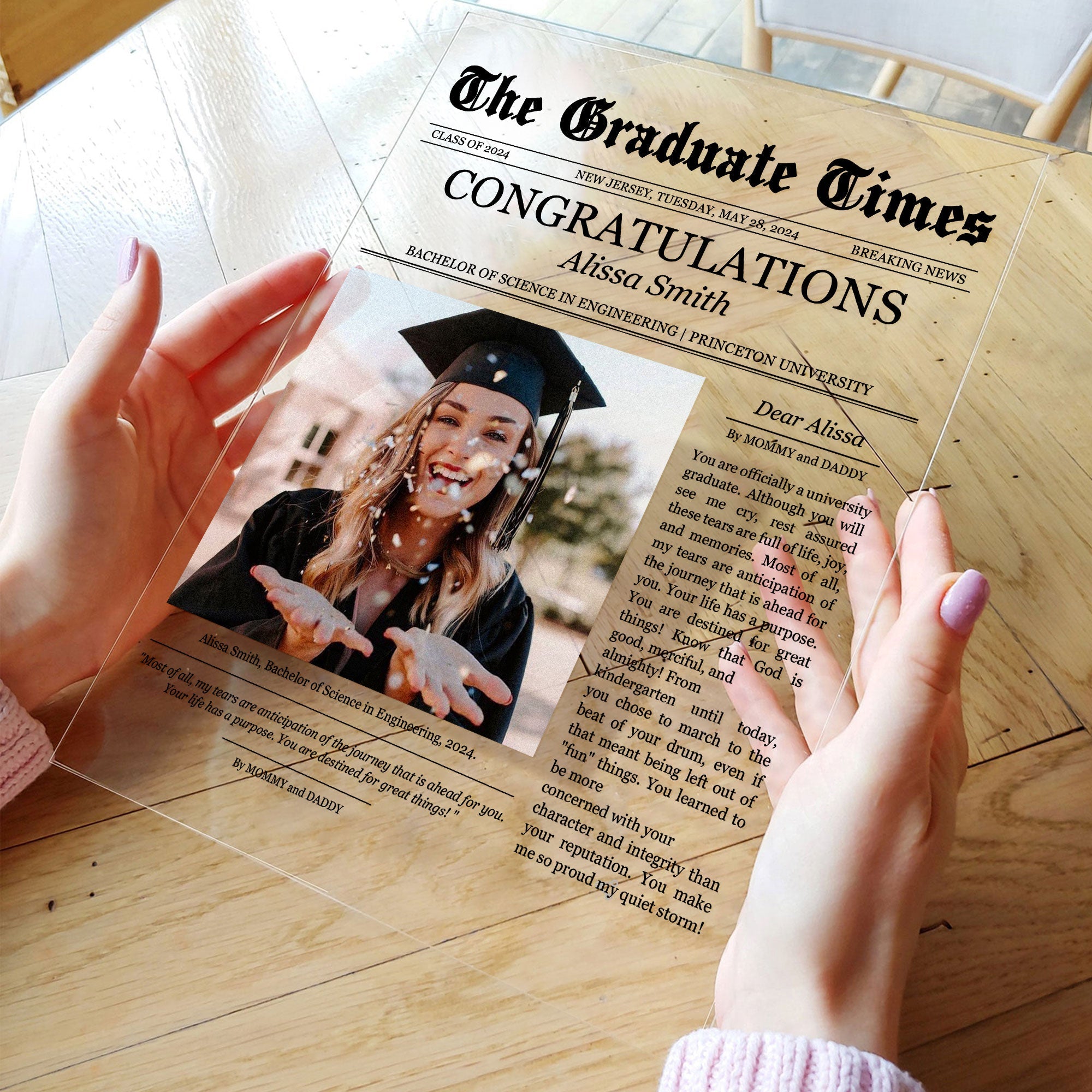 Newspaper Graduation Celebration - Personalized Acrylic Photo Plaque