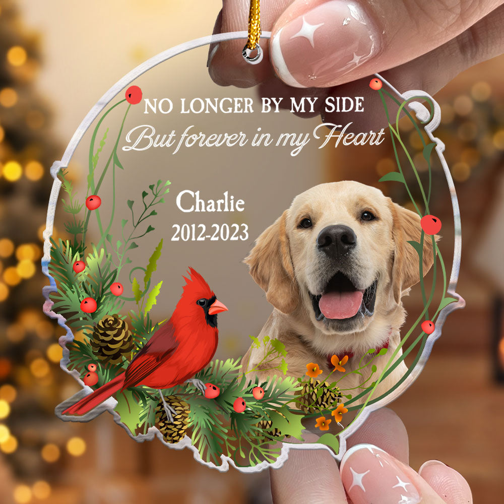 No Longer By My Side But Forever In My Heart - Personalized Acrylic Photo Ornament