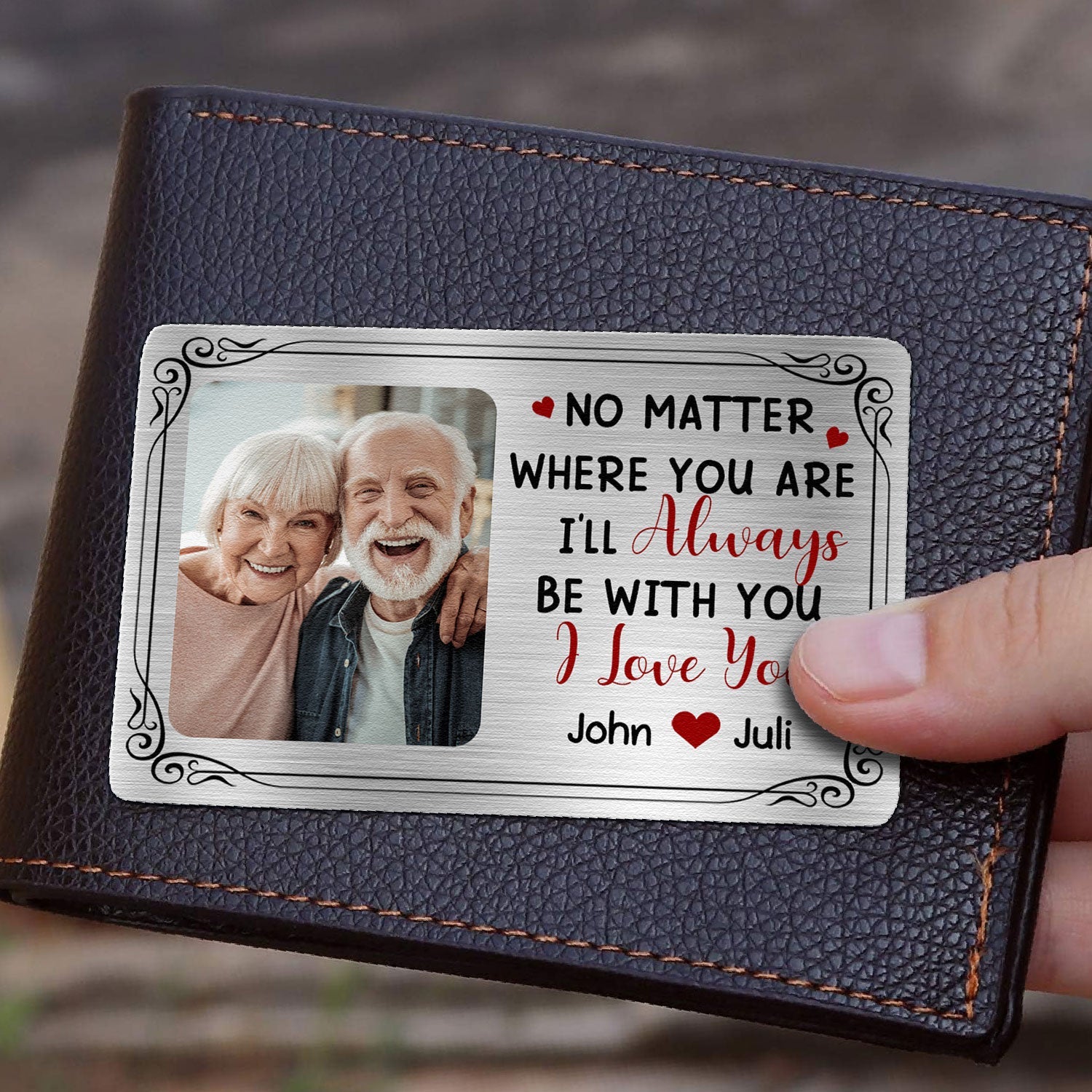 No Matter Where You Are - Personalized Aluminum Photo Wallet Card