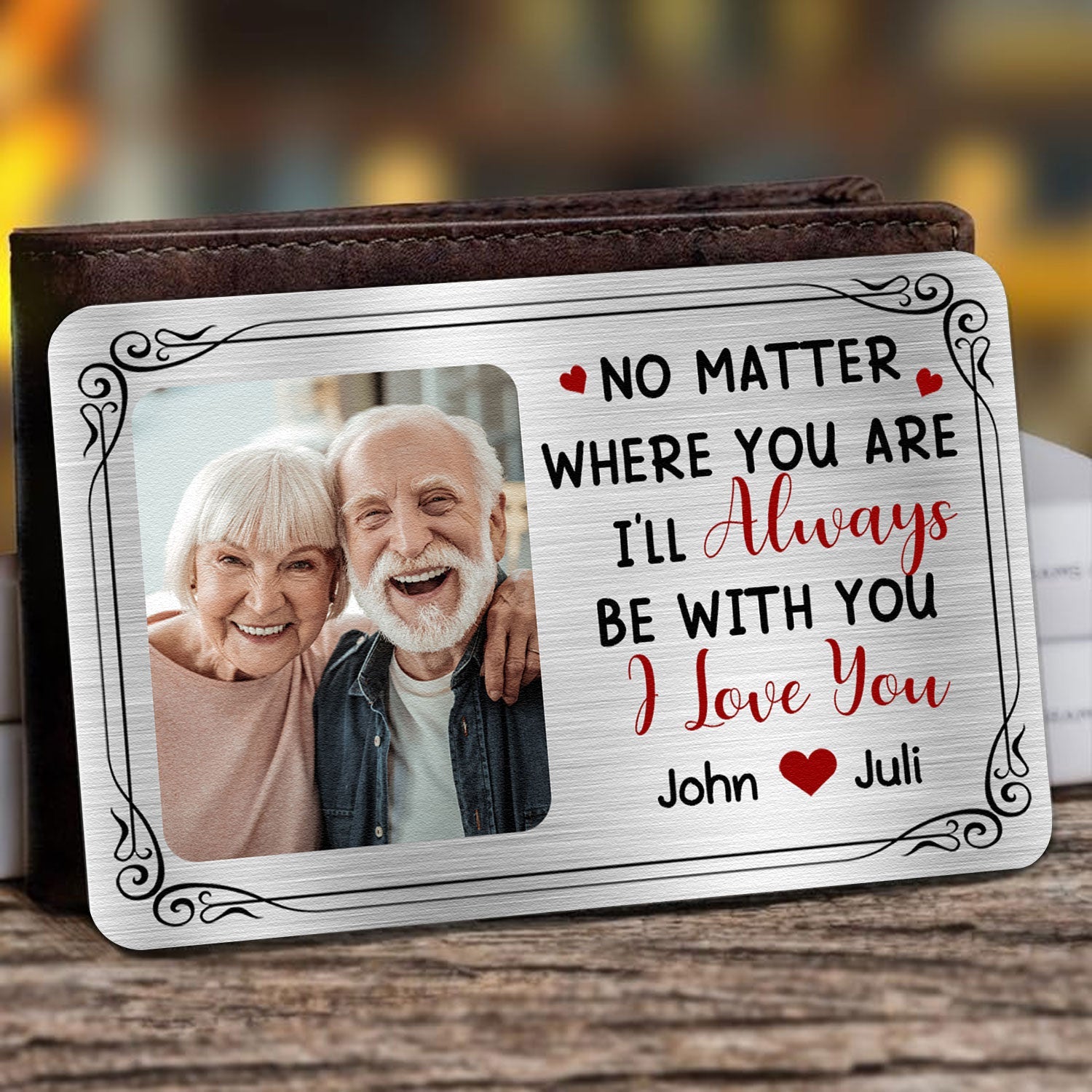 No Matter Where You Are - Personalized Aluminum Photo Wallet Card