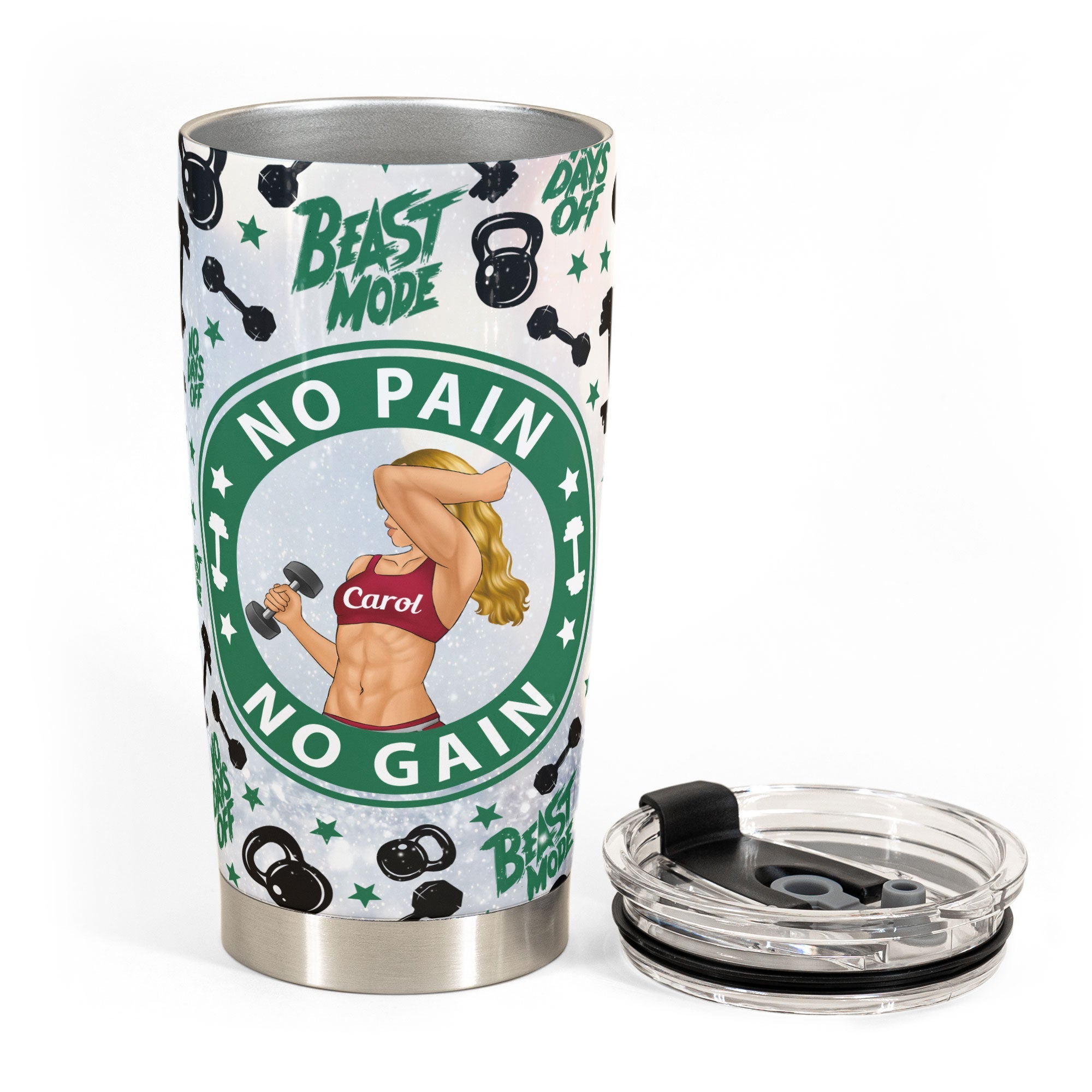 No Pain No Gain  - Personalized Tumbler Cup - Birthday Gift For Fitness Lovers, Gymers