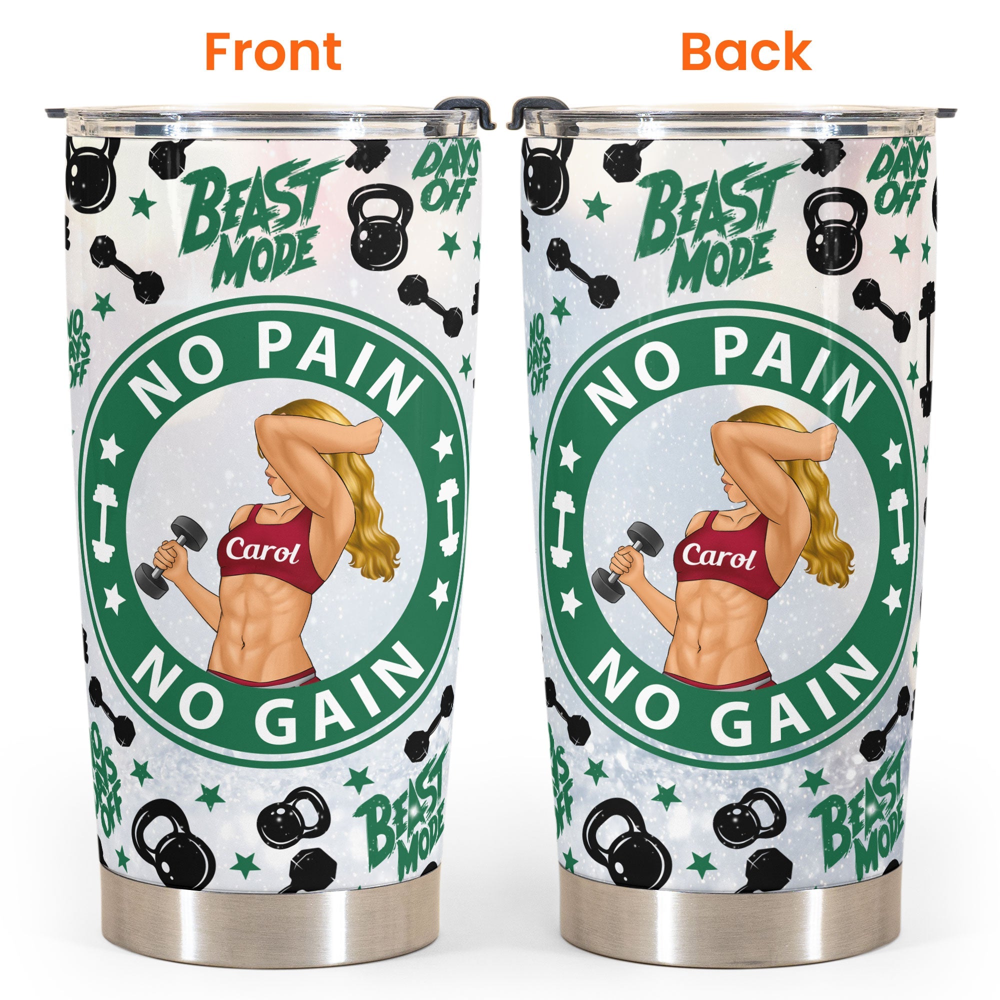 No Pain No Gain  - Personalized Tumbler Cup - Birthday Gift For Fitness Lovers, Gymers