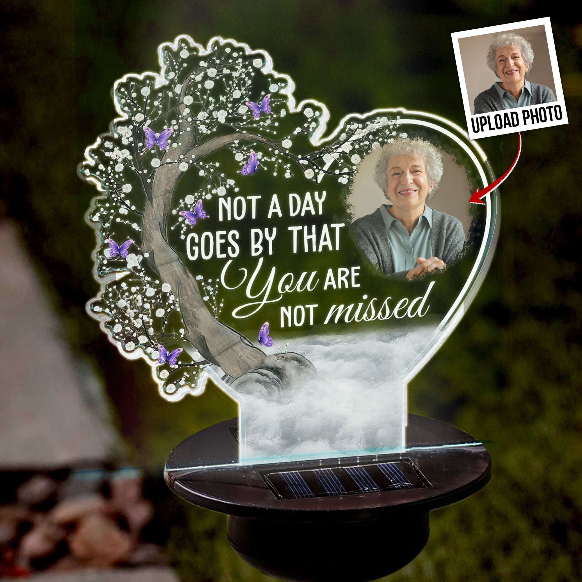 Not A Day Goes By That You Are Not Missed Memorial - Personalized Photo Solar Light