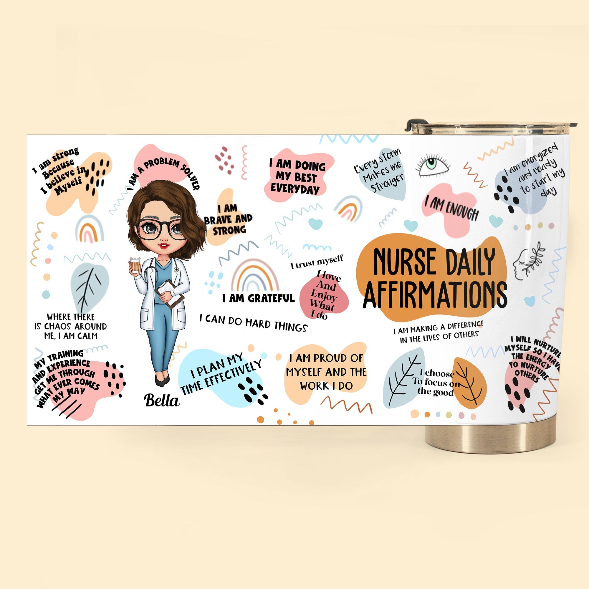 Nurse Daily Affirmations - Personalized Tumbler - Birthday Gift, Gifts For Doctor, Nurse, Sisters, Besties, Colleagues - Glitter Leopard Design