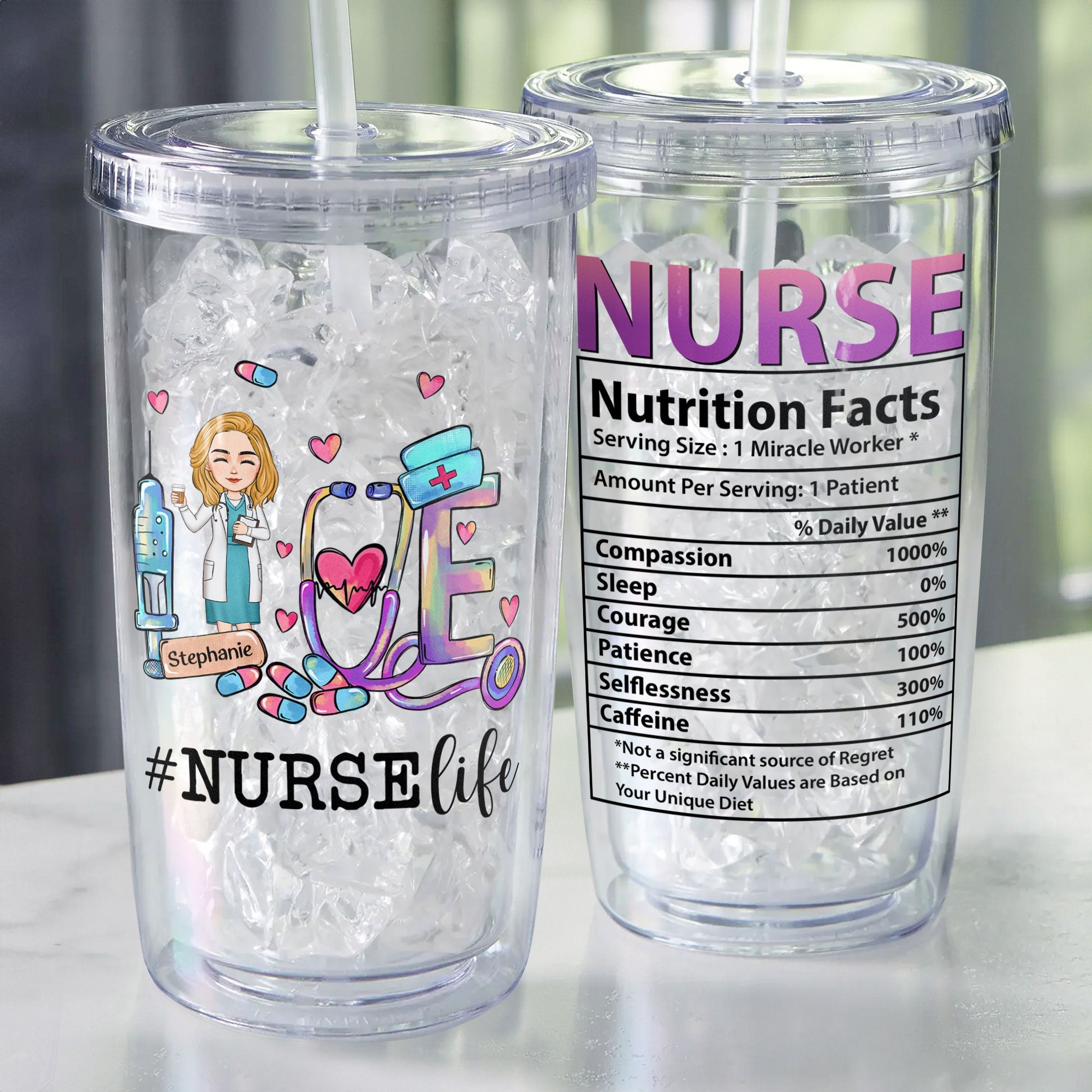 Nurse Life New Version - Personalized Acrylic Tumbler With Straw