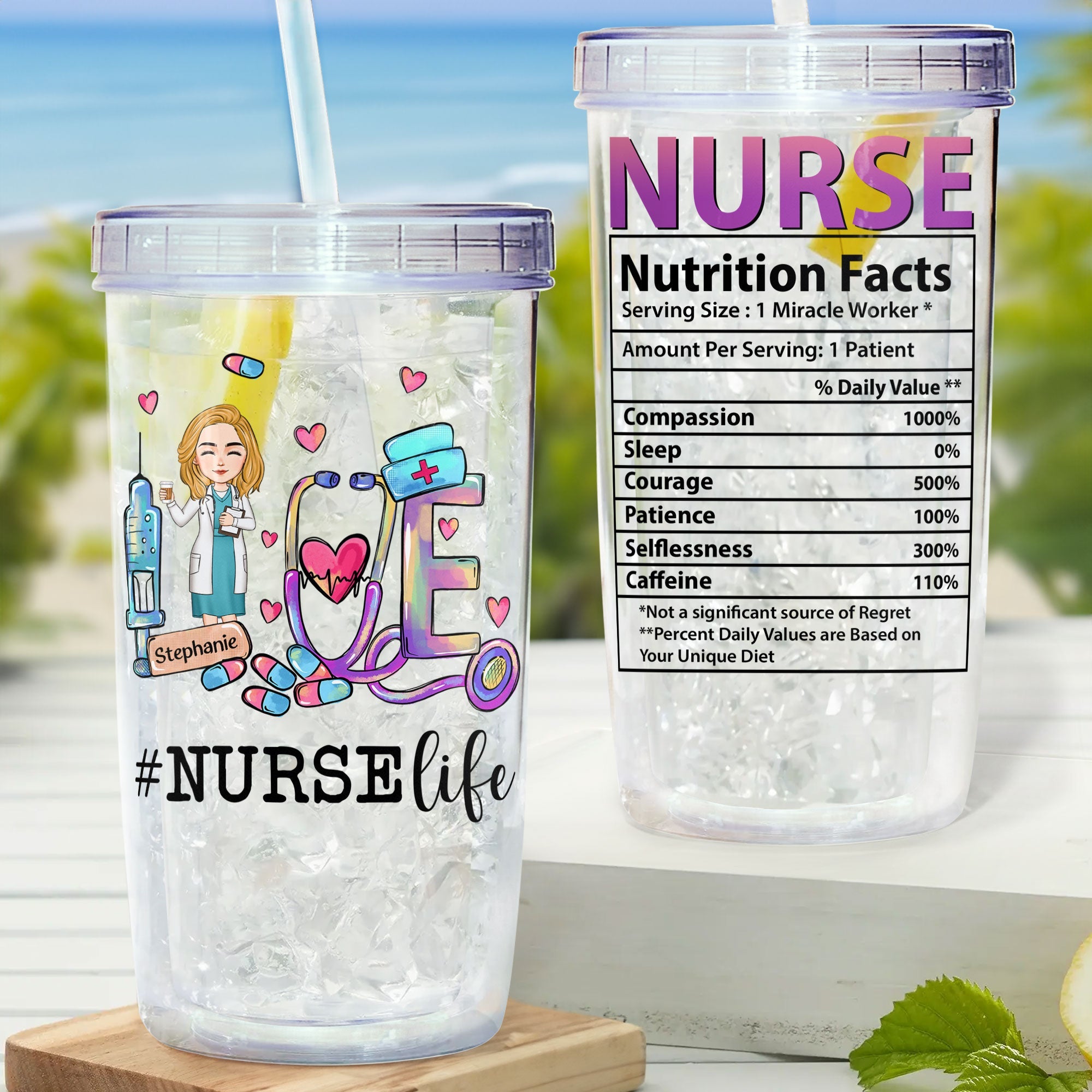 Nurse Life New Version - Personalized Acrylic Tumbler With Straw