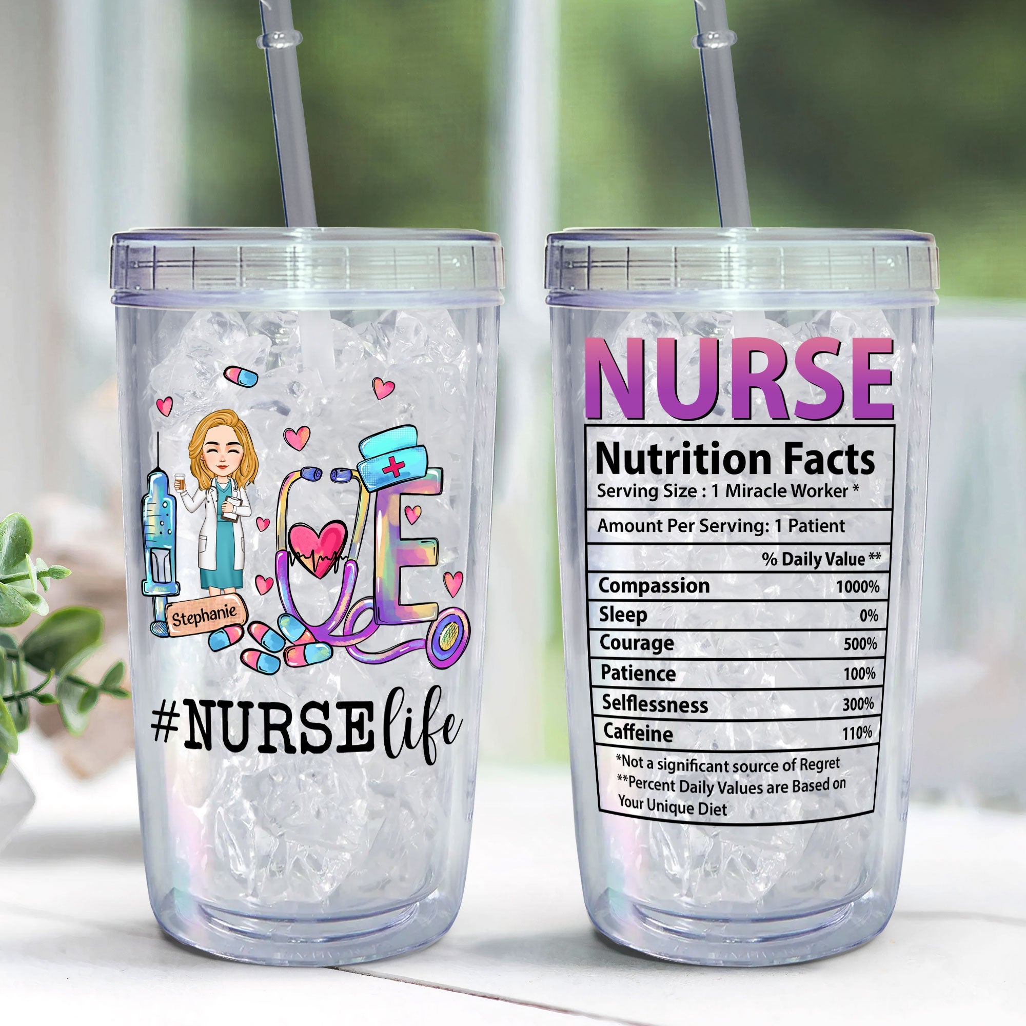 Nurse Life New Version - Personalized Acrylic Tumbler With Straw