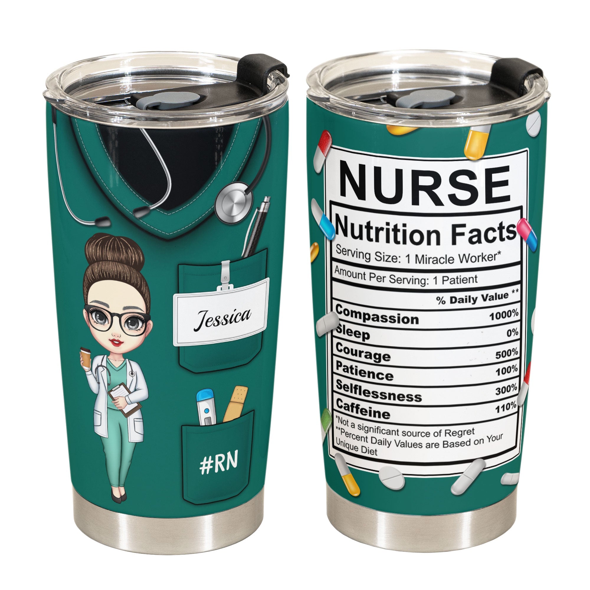 Nurse Nutrition Facts New Version - Personalized Tumbler Cup