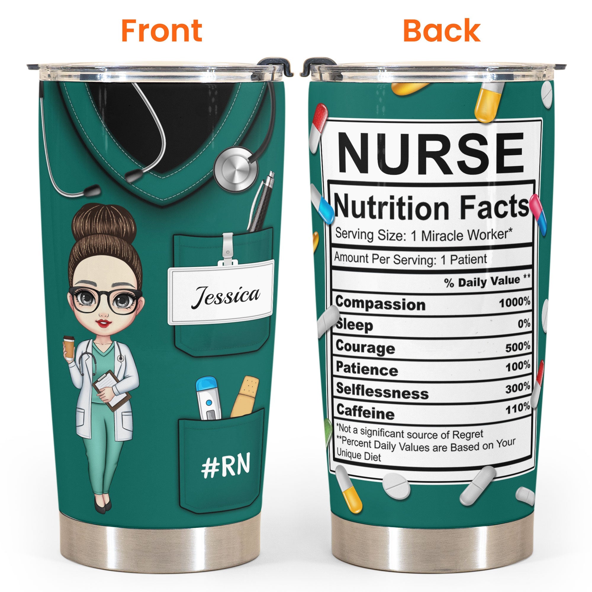 Nurse Nutrition Facts New Version - Personalized Tumbler Cup