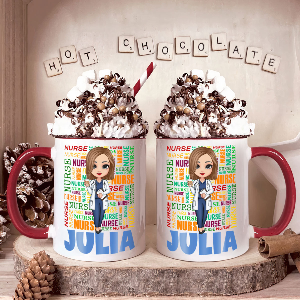 Nurse's Christmas Mug - Personalized Accent Mug