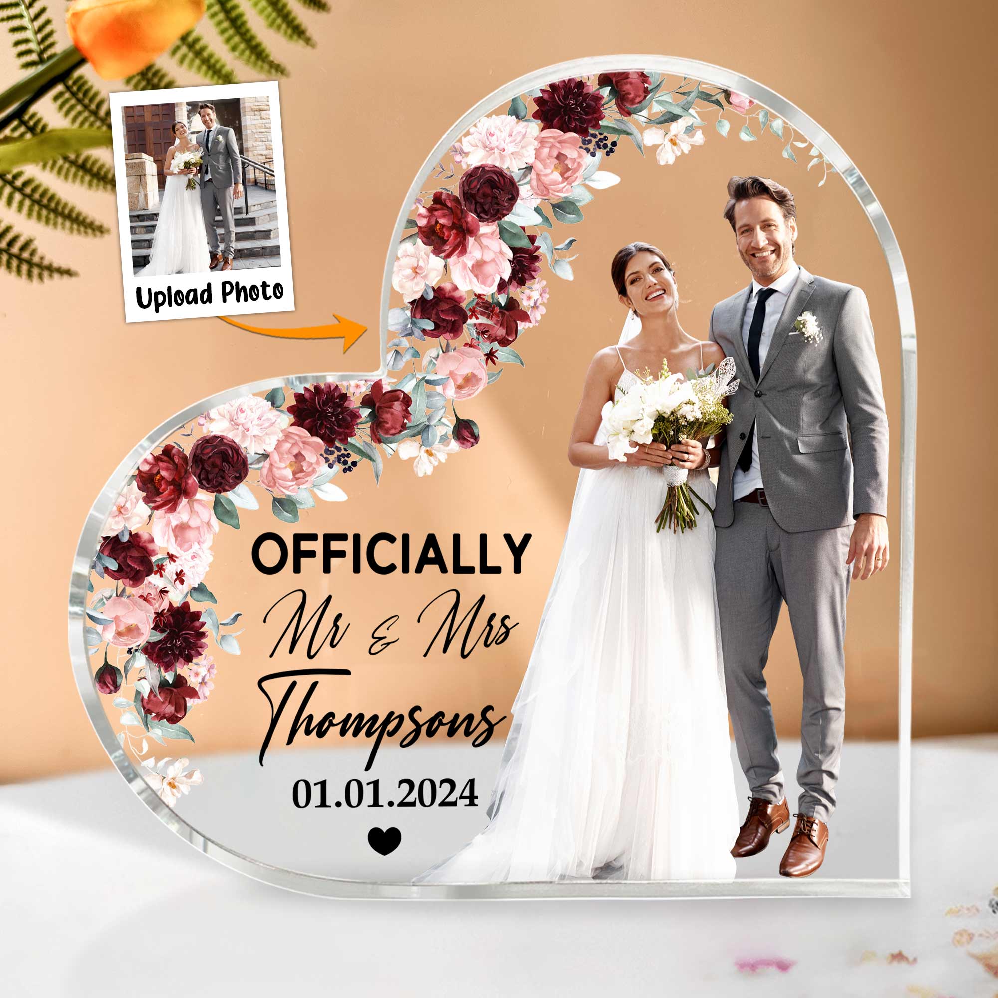 Officially Mr & Mrs - Personalized Acrylic Photo Plaque