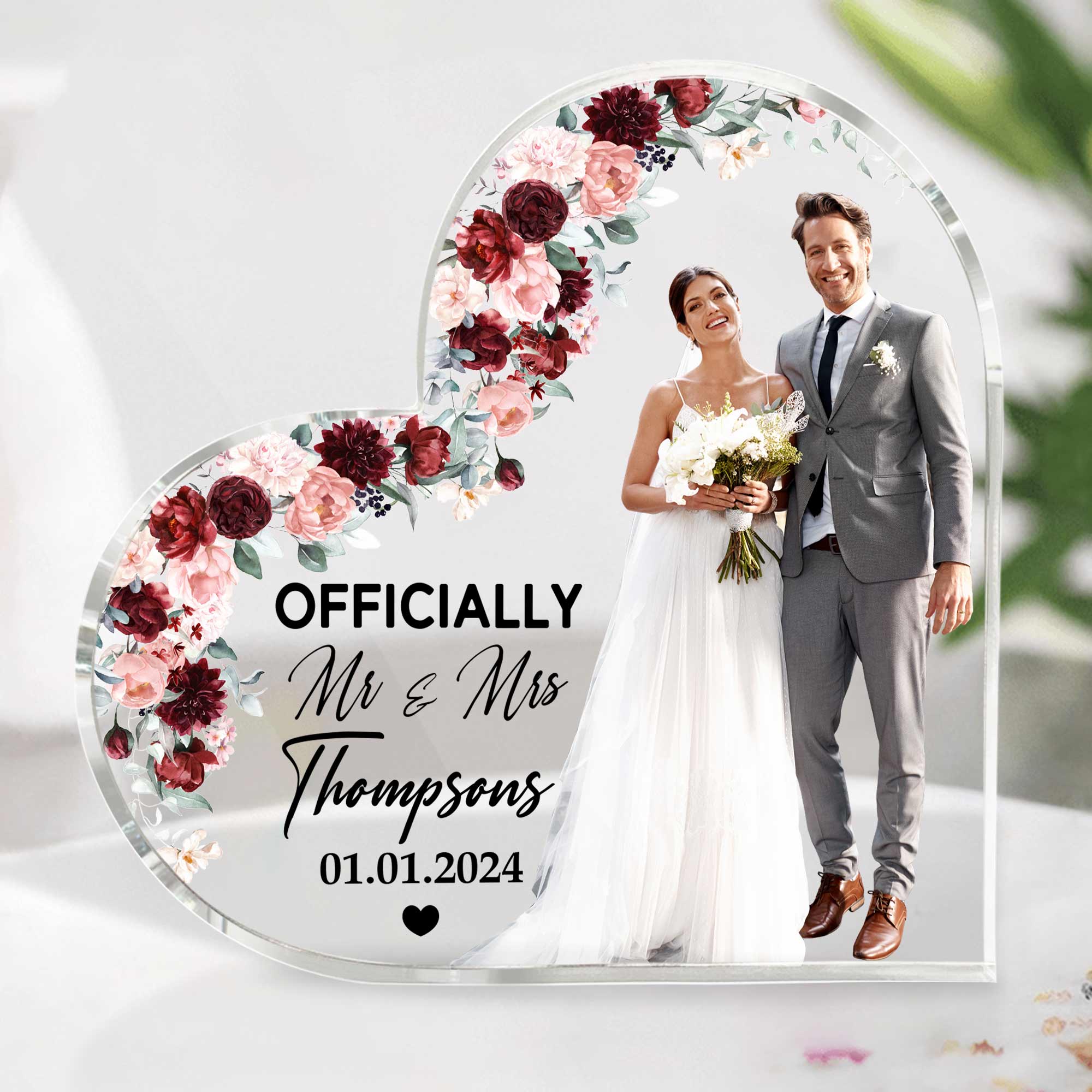 Officially Mr & Mrs - Personalized Acrylic Photo Plaque