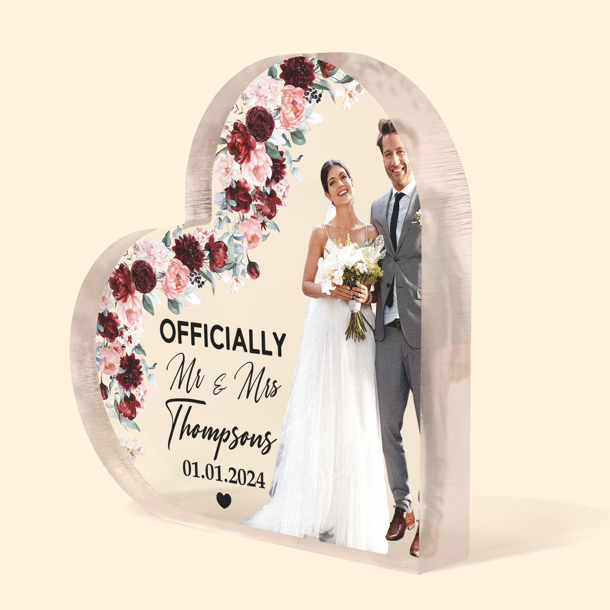 Officially Mr & Mrs - Personalized Acrylic Photo Plaque