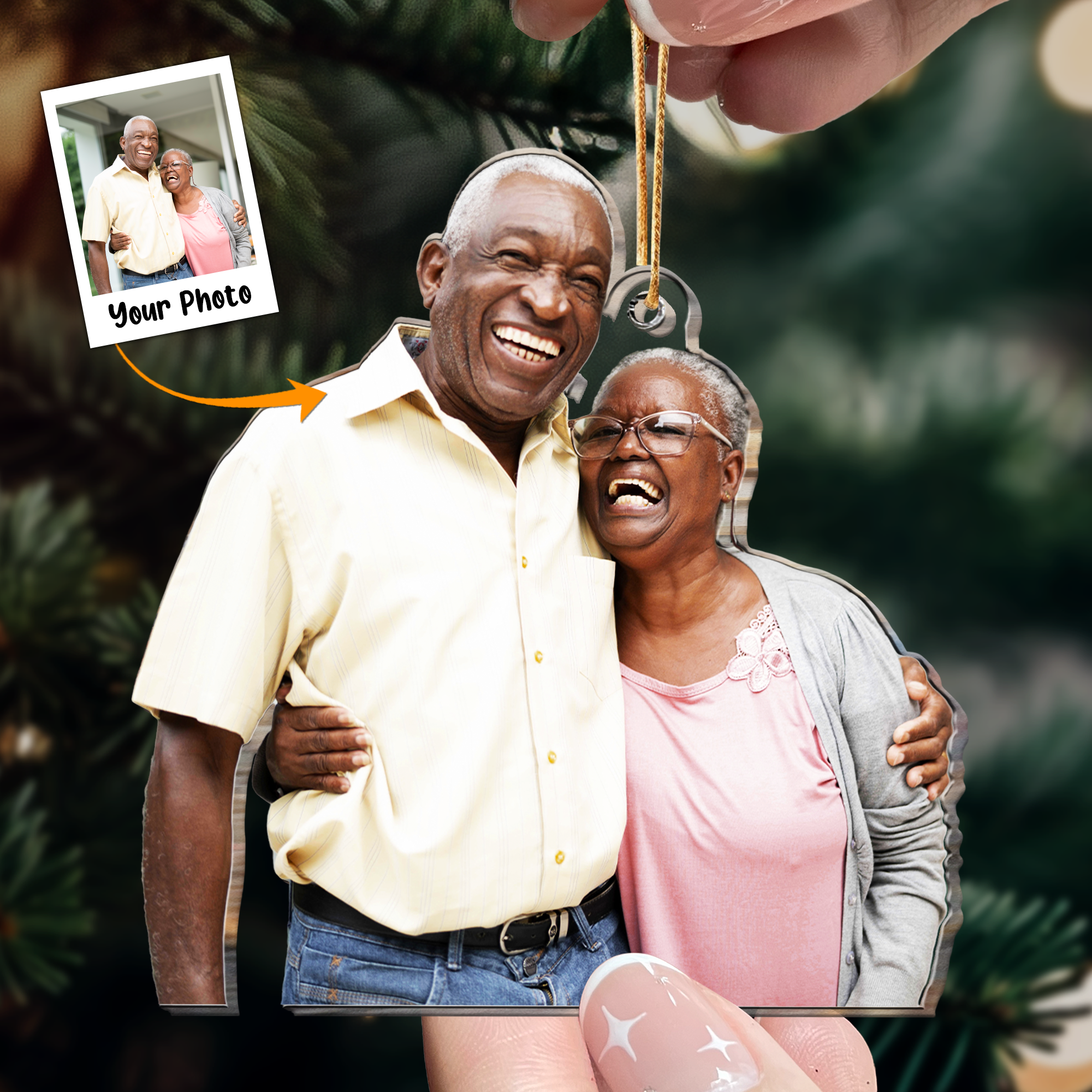 Old Couple Gift - Personalized Acrylic Photo Ornament