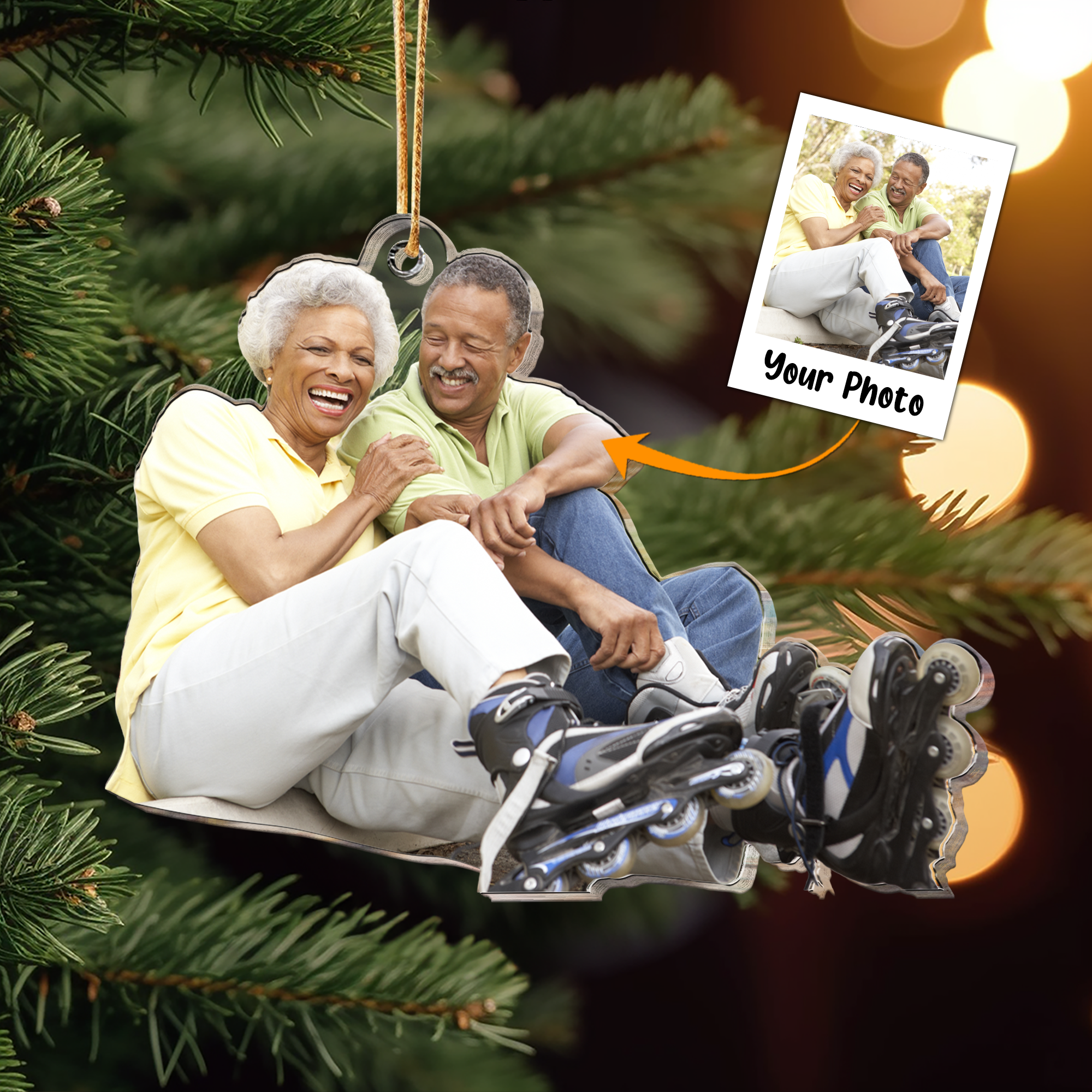 Old Couple Gift - Personalized Acrylic Photo Ornament