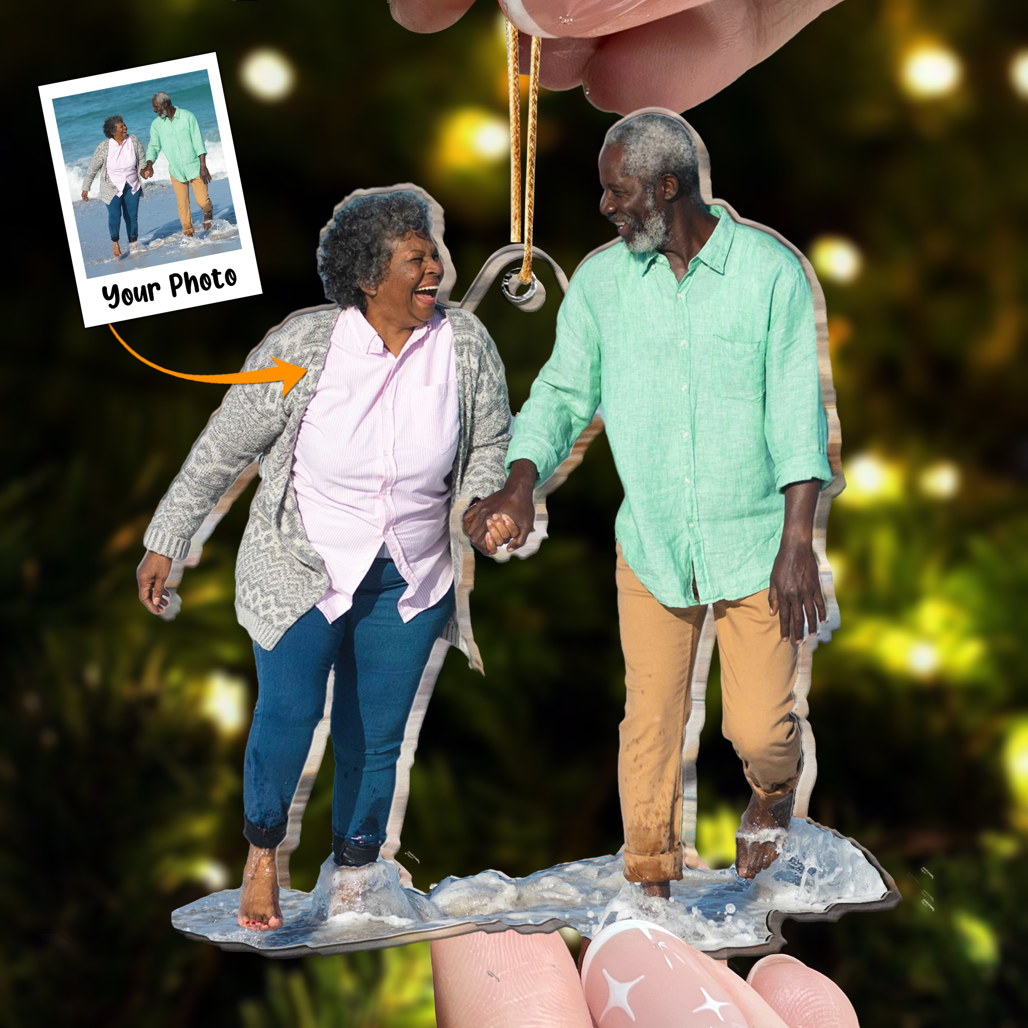 Old Couple Gift - Personalized Acrylic Photo Ornament