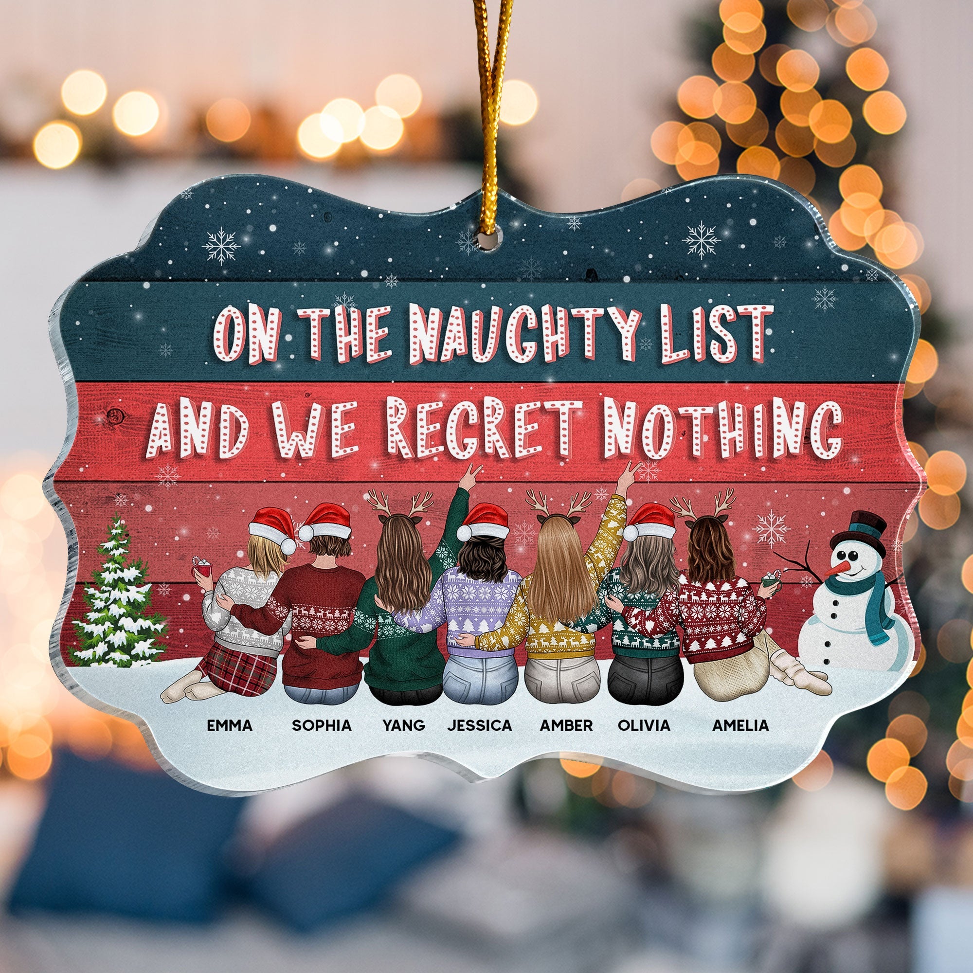 On The Naughty List And We Regret Nothing - Personalized Acrylic Ornament