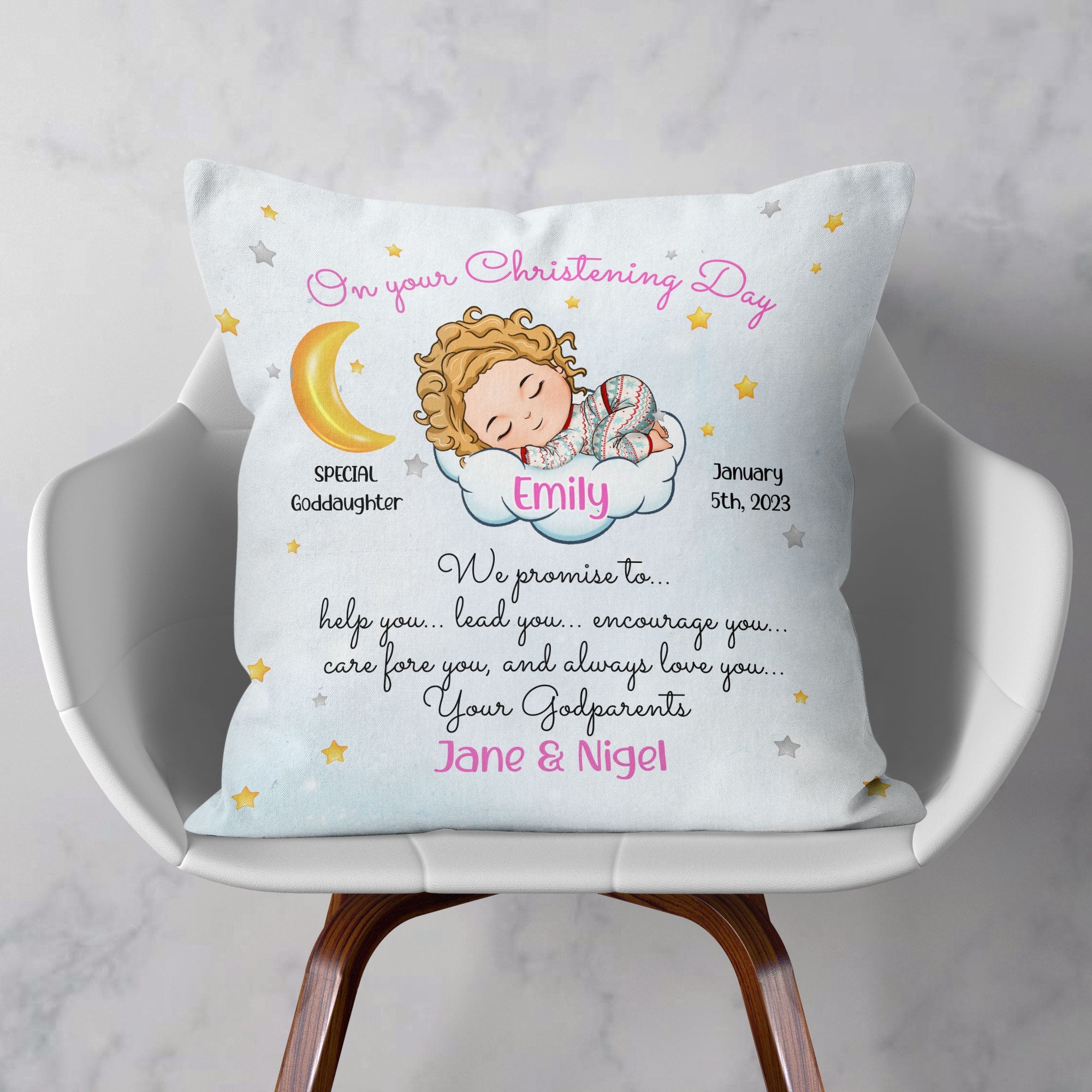 On Your Christening Day - Personalized Pillow