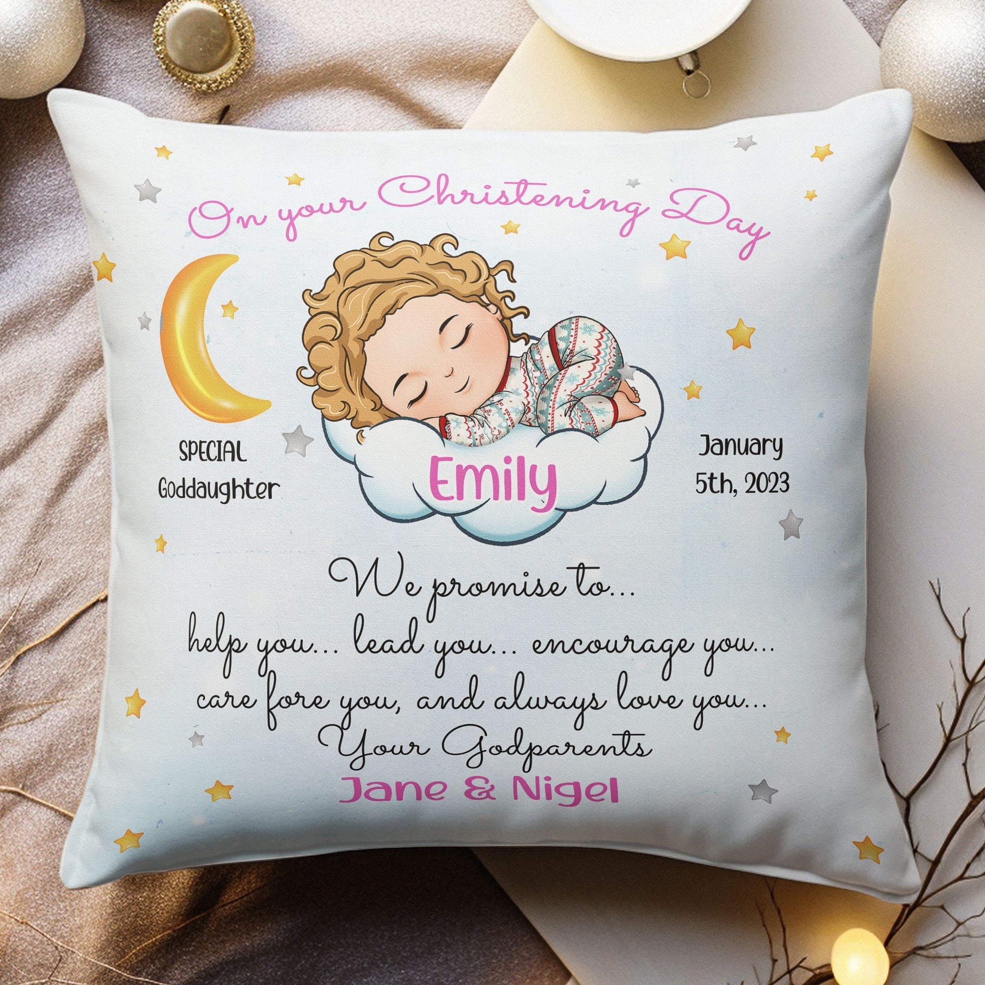 On Your Christening Day - Personalized Pillow