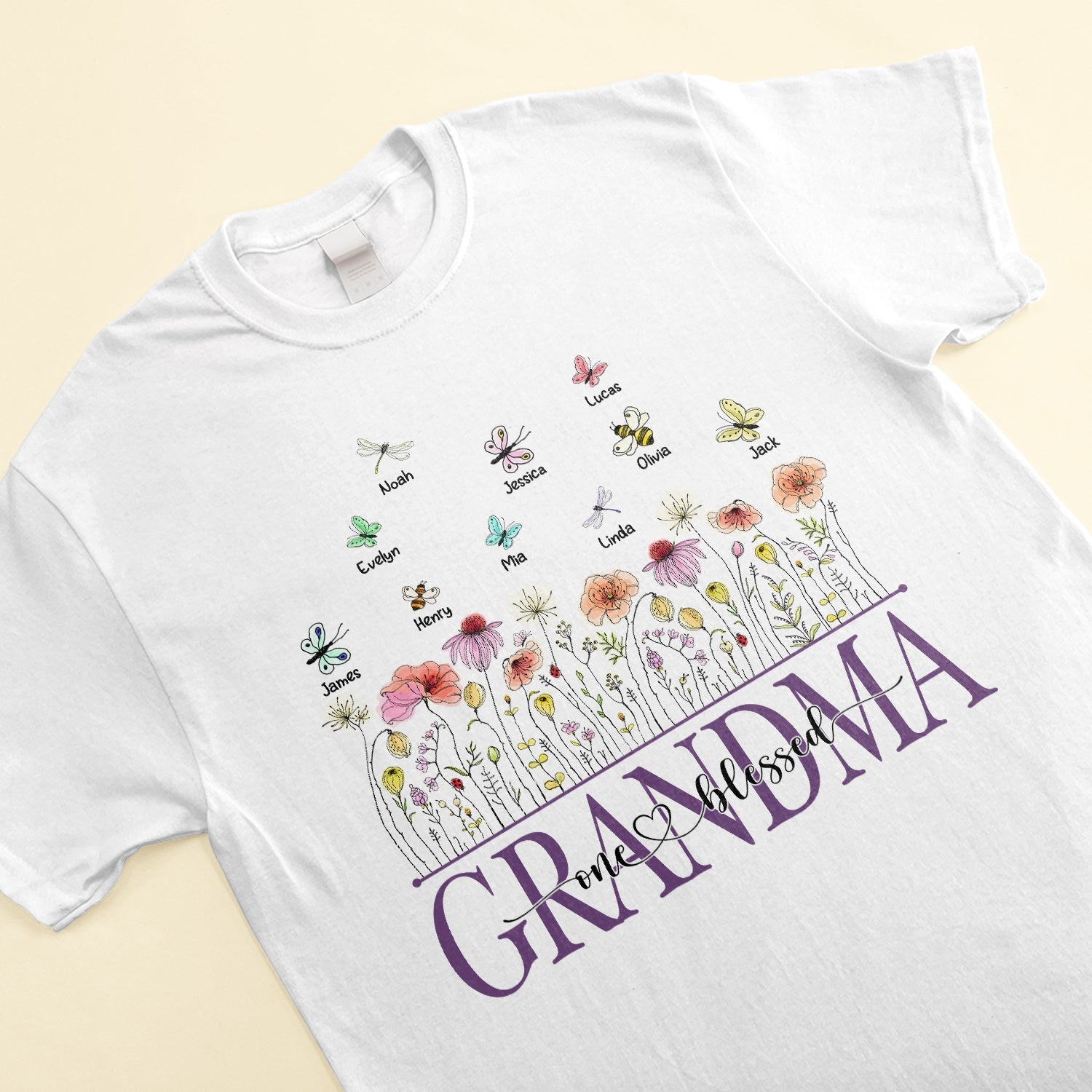 One Blessed Grandma - Personalized Shirt - Birthday, Anniversary, Loving Gift For Nana, Grandma, Grandmother