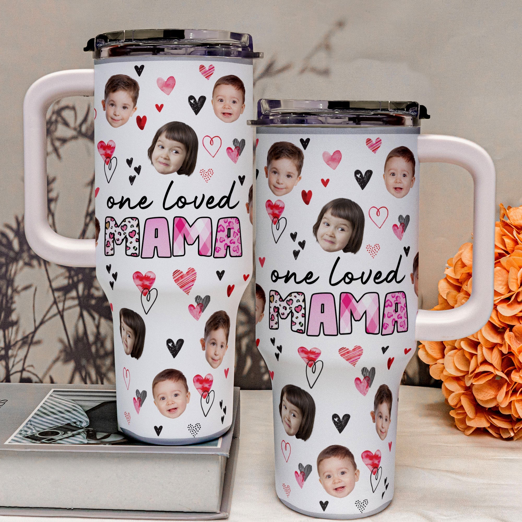 One Loved Mama - Personalized Photo 40oz Tumbler With Straw