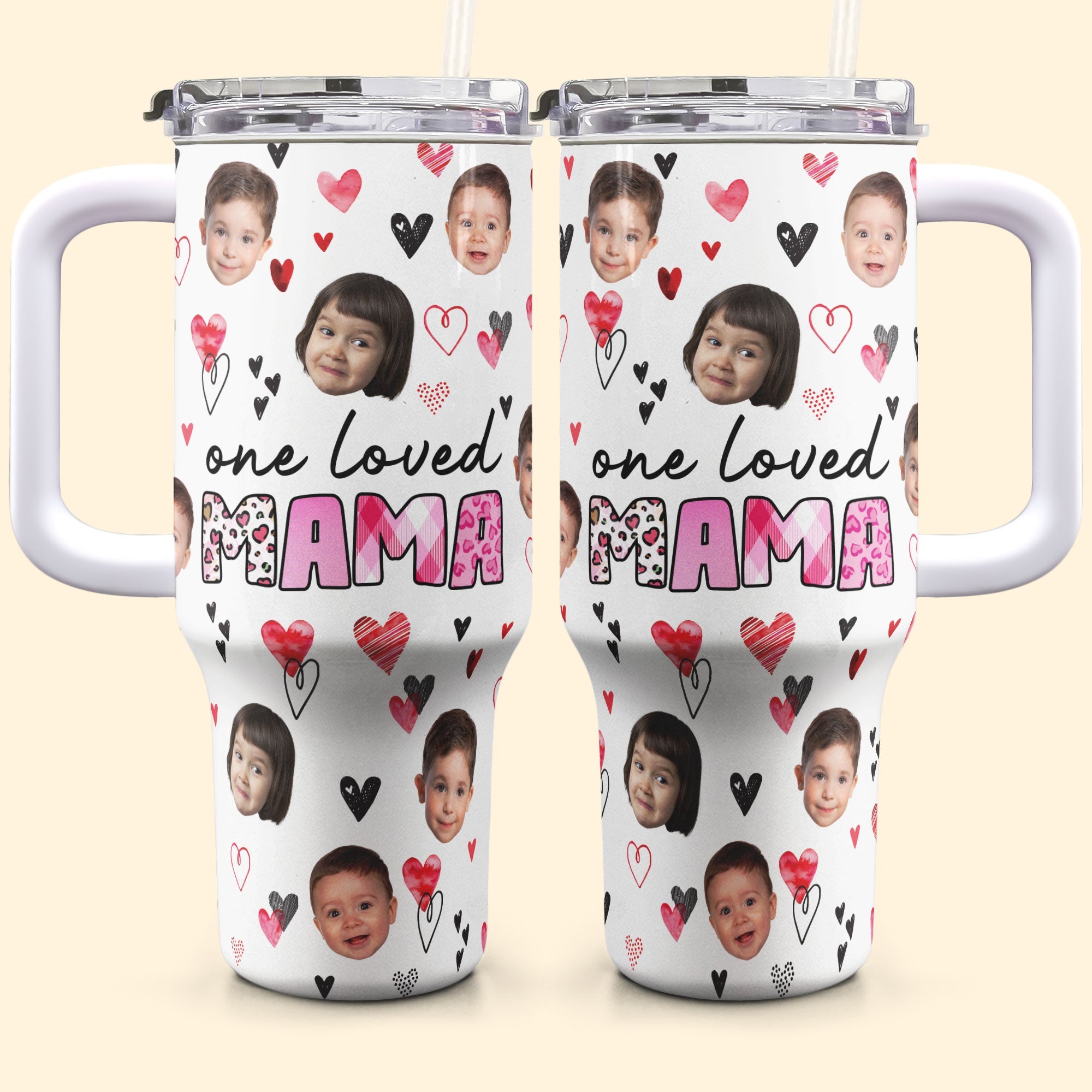 One Loved Mama - Personalized Photo 40oz Tumbler With Straw