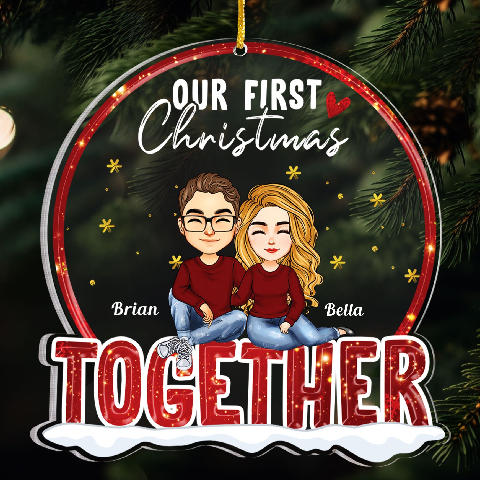 Our 10th Christmas Together - Personalized Love Shaped Acrylic Ornament