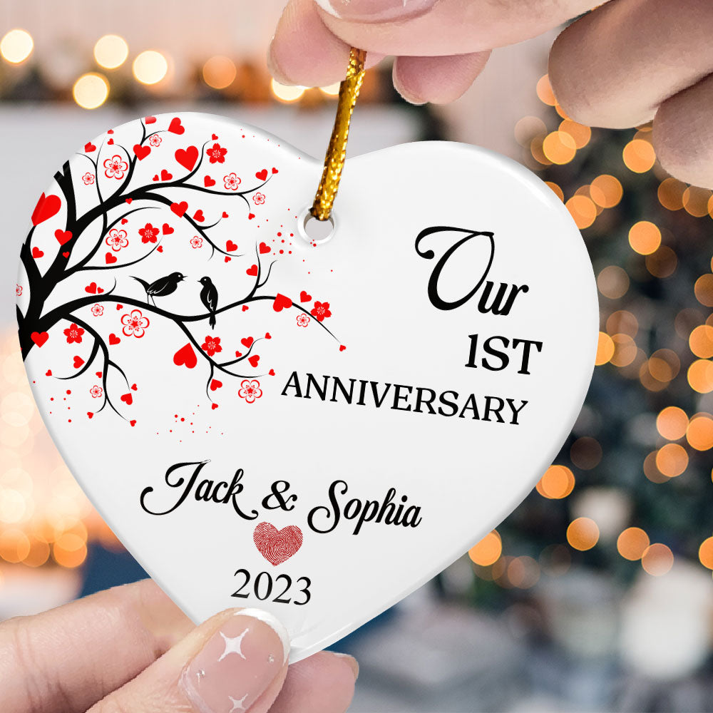 Our 20th Anniversary - Personalized Heart Shaped Ceramic Ornament