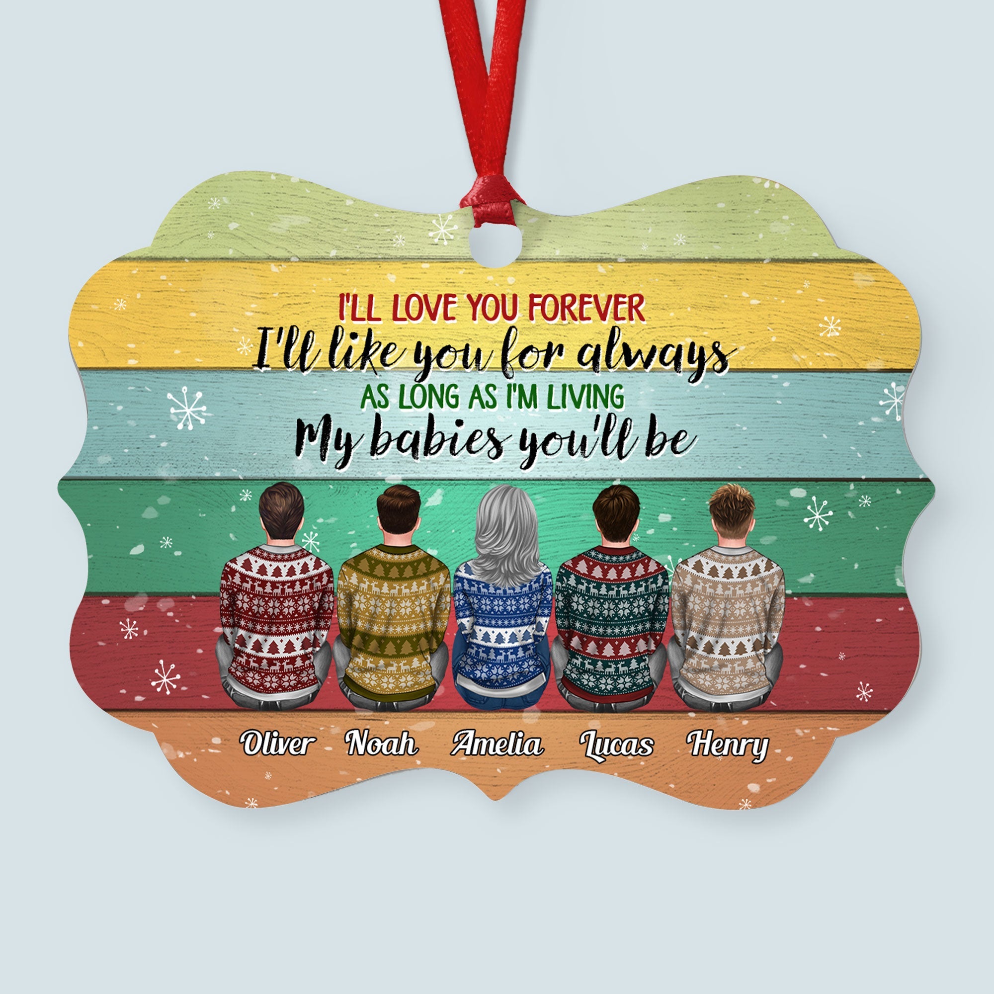 Our Babies You'll Be - Personalized Aluminum Ornament - Christmas Gift Parents Ornament For Children - Ugly Christmas Sweater Sitting