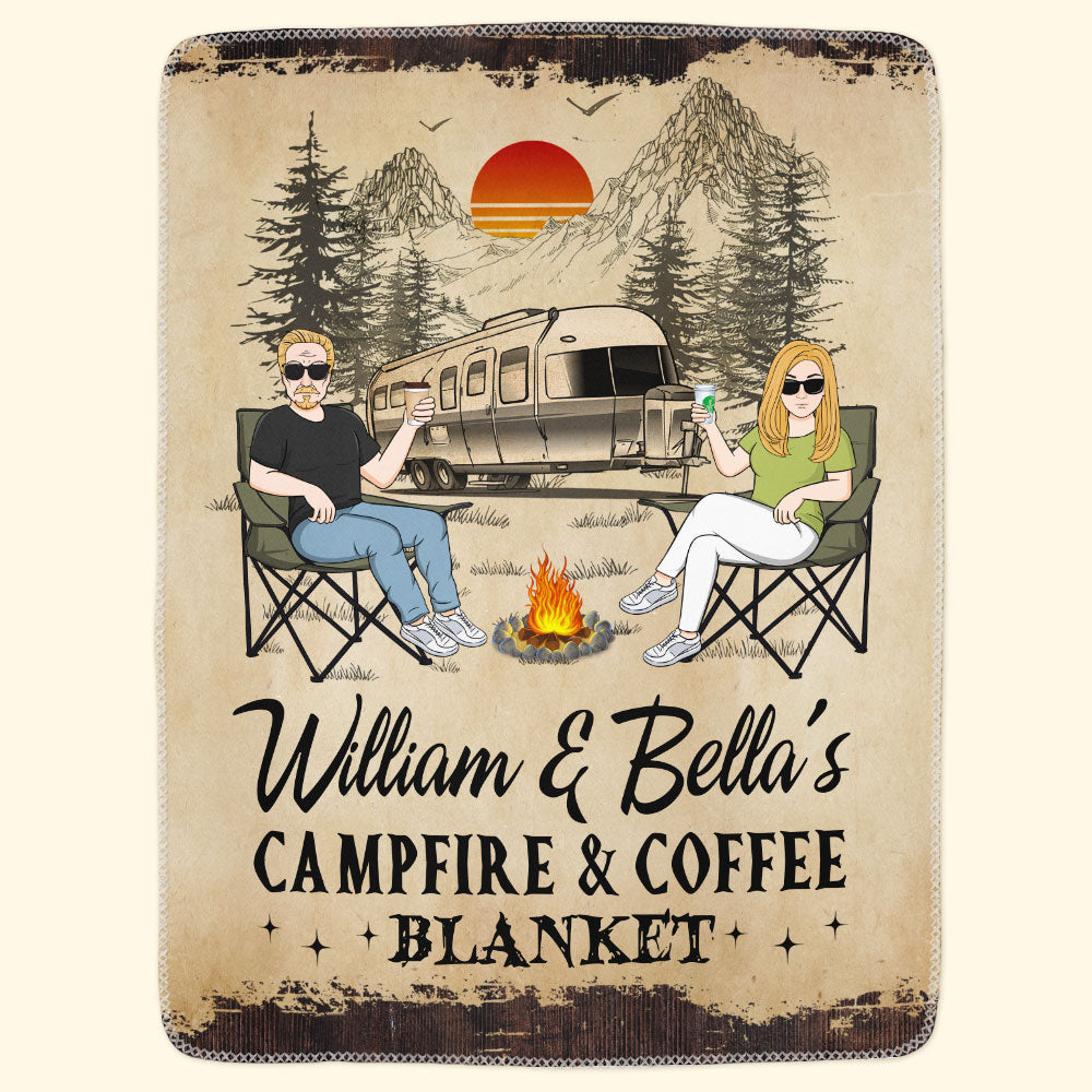 Our Campfire & Coffee Blanket - Personalized Blanket