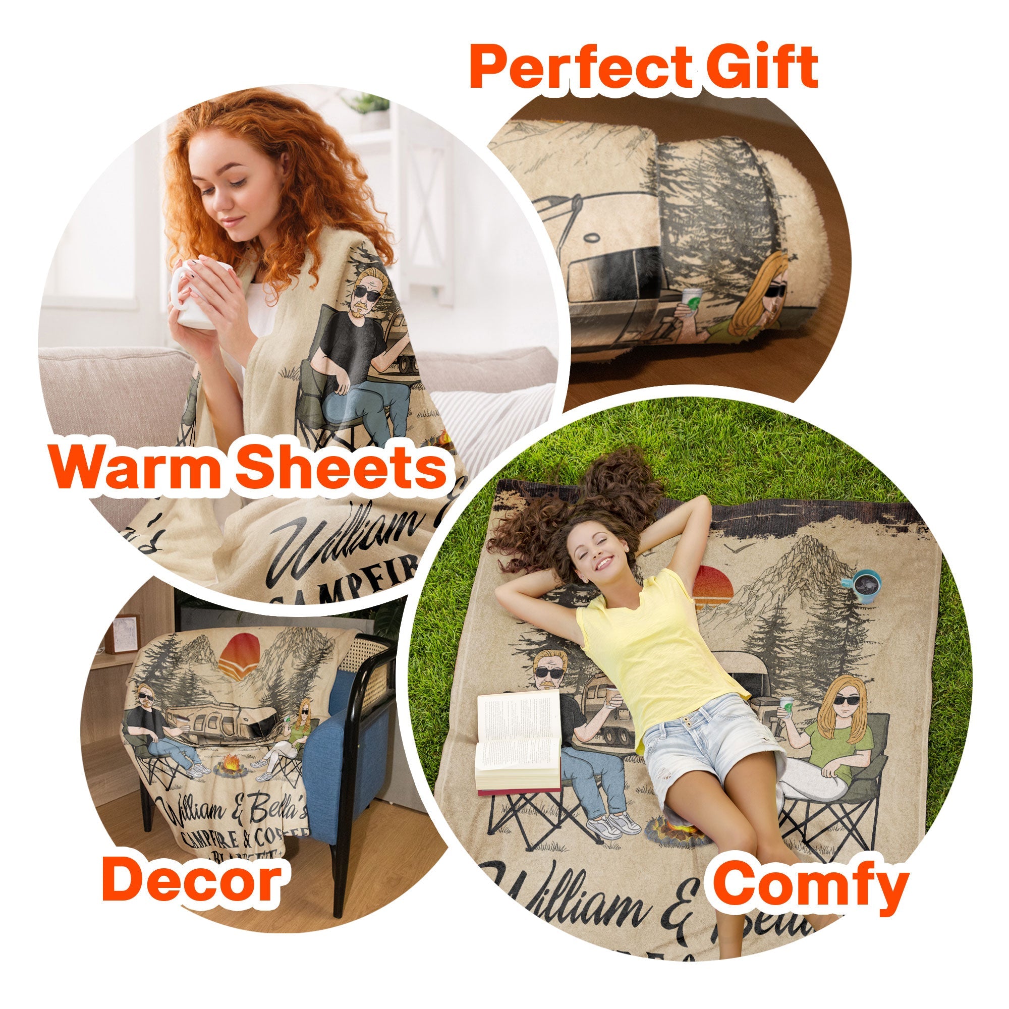 Our Campfire & Coffee Blanket - Personalized Blanket